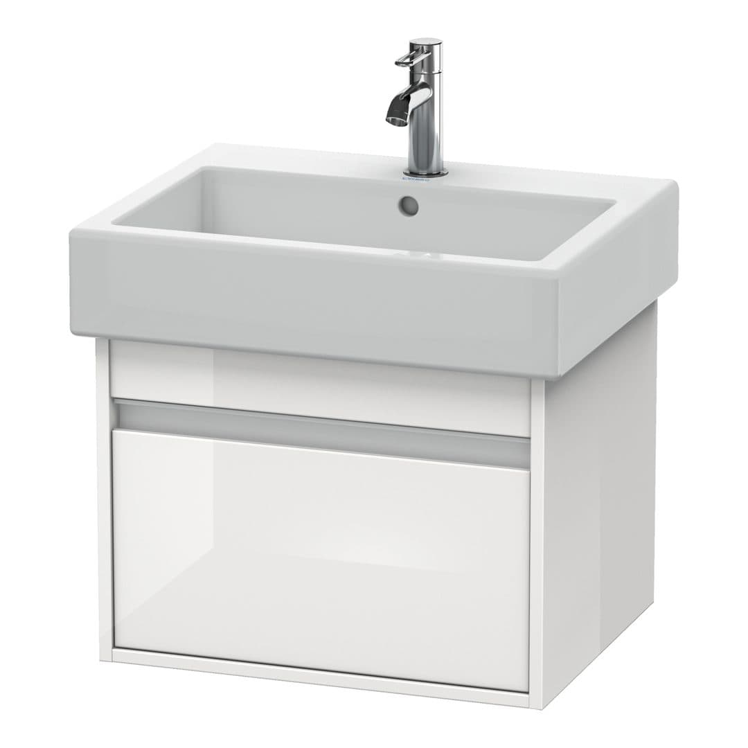 Duravit Ketho – Έπιπλο Νιπτήρα – 550 mm, 1 συρτάρι, νιπτήρας κέντρο – White High Gloss, Decor (KT668602222)