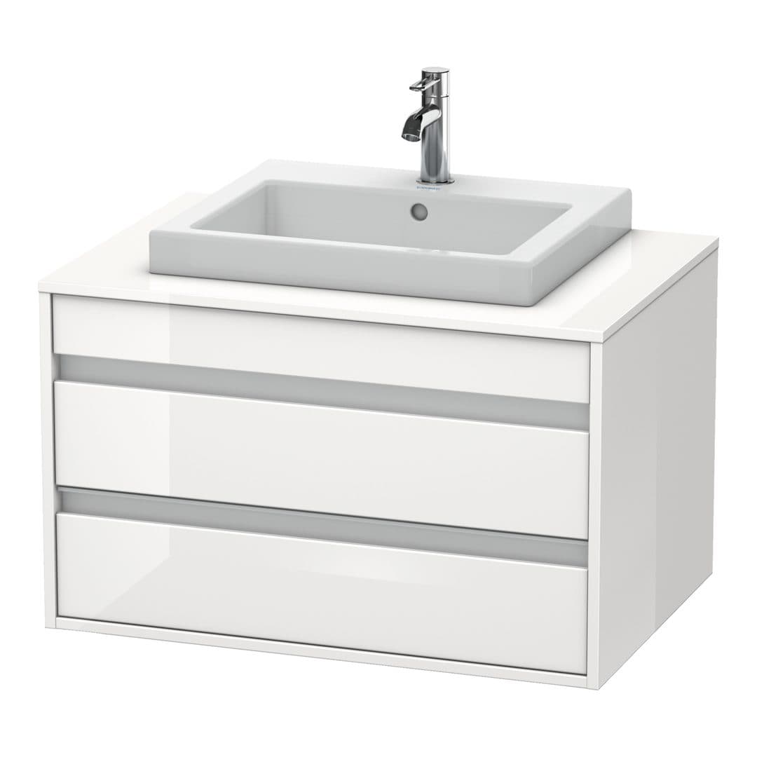 Duravit Ketho – Έπιπλο Νιπτήρα – 800 mm, για κονσόλα, 2 συρτάρια, νιπτήρας κέντρο, μοντέλο KT6754 – White High Gloss, Decor (KT675402222)