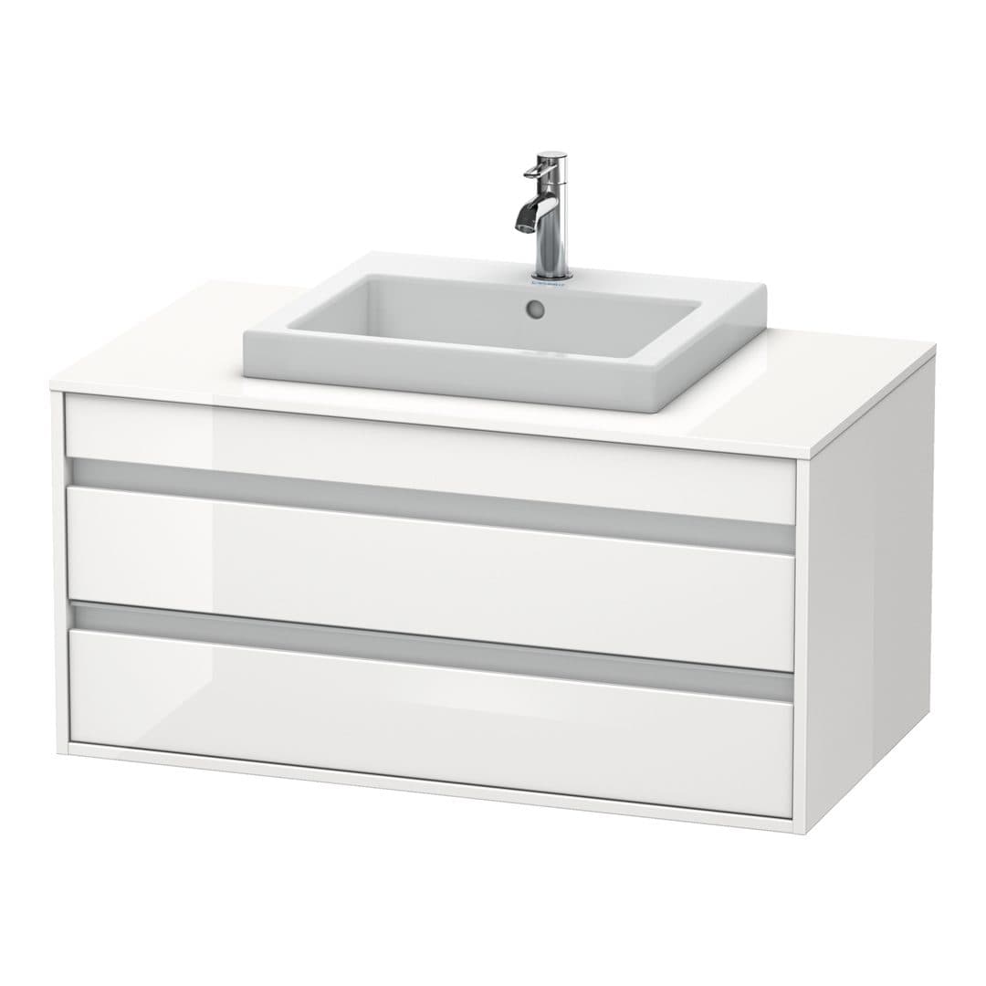 Duravit Ketho – Έπιπλο Νιπτήρα – 1000 mm, για κονσόλα, 2 συρτάρια, νιπτήρας κέντρο, μοντέλο KT6755 – White High Gloss, Decor (KT675502222)