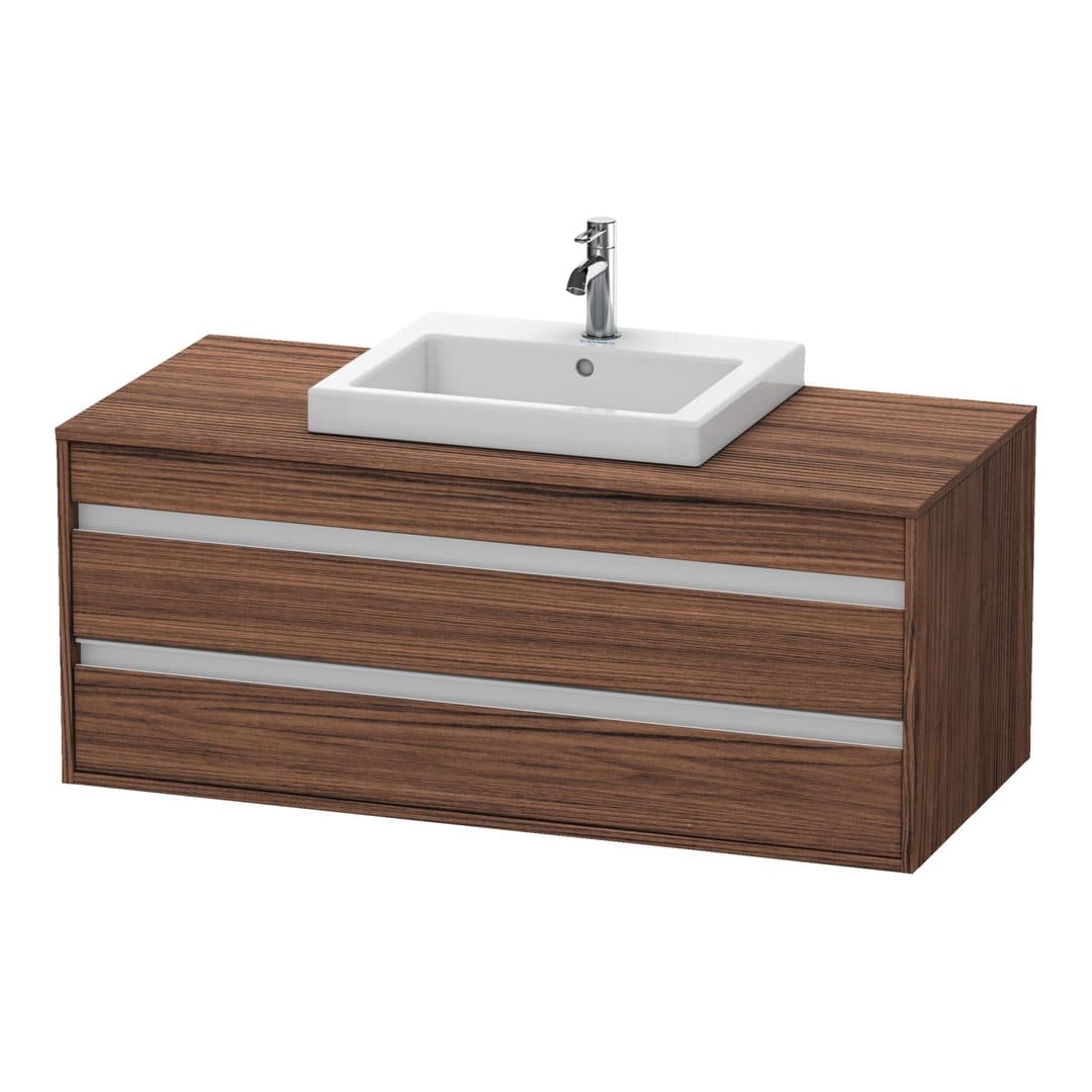 Duravit Ketho – Έπιπλο Νιπτήρα – 1200 mm, για κονσόλα, 2 συρτάρια, νιπτήρας κέντρο, μοντέλο KT6756 – Walnut dark Matt, Decor (KT675602121)