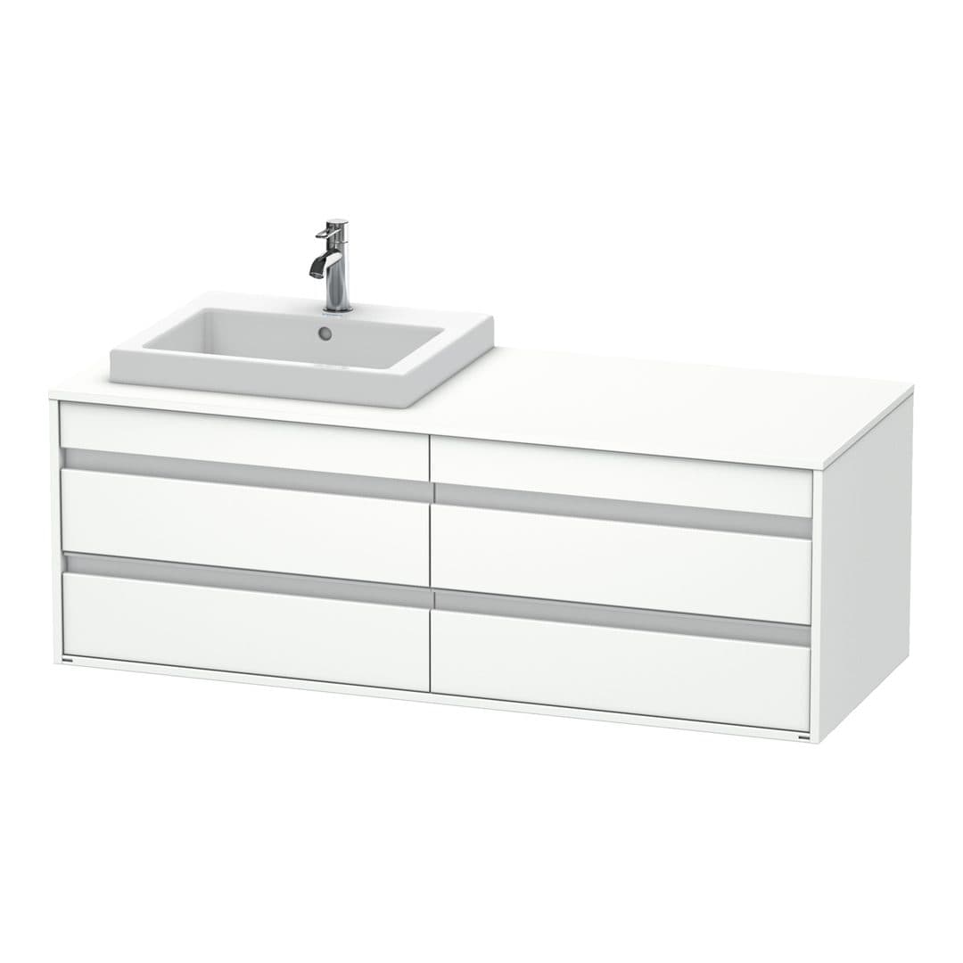 Duravit Ketho – Έπιπλο Νιπτήρα – 1400 mm, για κονσόλα, 4 συρτάρια, νιπτήρας αριστερά, μοντέλο KT6757 – White Matt, Decor (KT6757L1818)