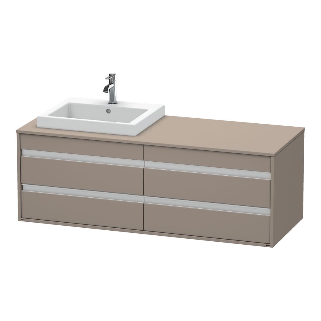 Duravit Ketho – Έπιπλο Νιπτήρα – 1400 mm, για κονσόλα, 4 συρτάρια, νιπτήρας αριστερά, μοντέλο KT6757 – Basalte Matt, Decor (KT6757L4343)