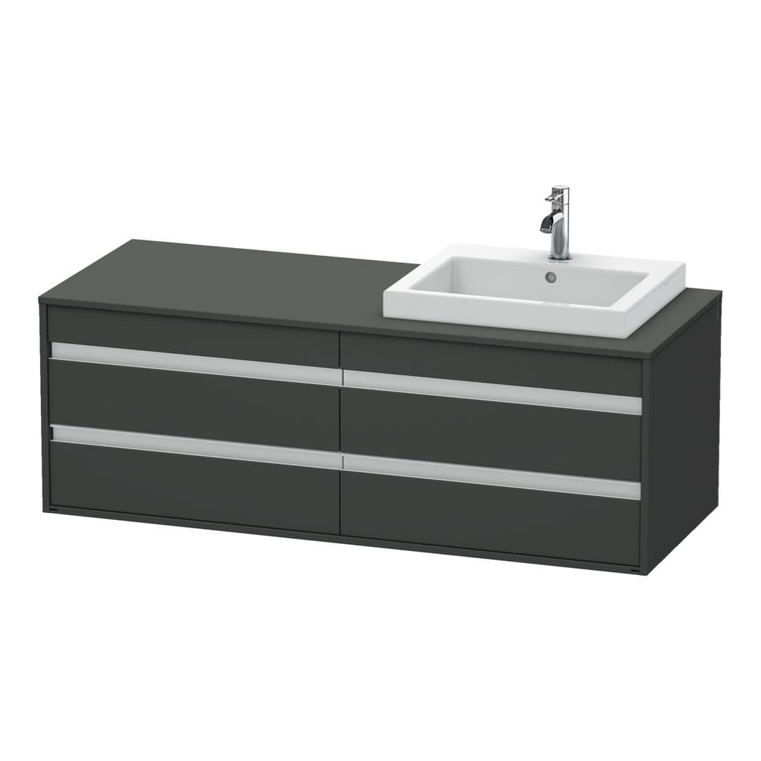 Duravit Ketho – Έπιπλο Νιπτήρα – 1400 mm, για κονσόλα, 4 συρτάρια, νιπτήρας δεξιά, μοντέλο KT6757 – Graphite Matt, Decor (KT6757R4949)