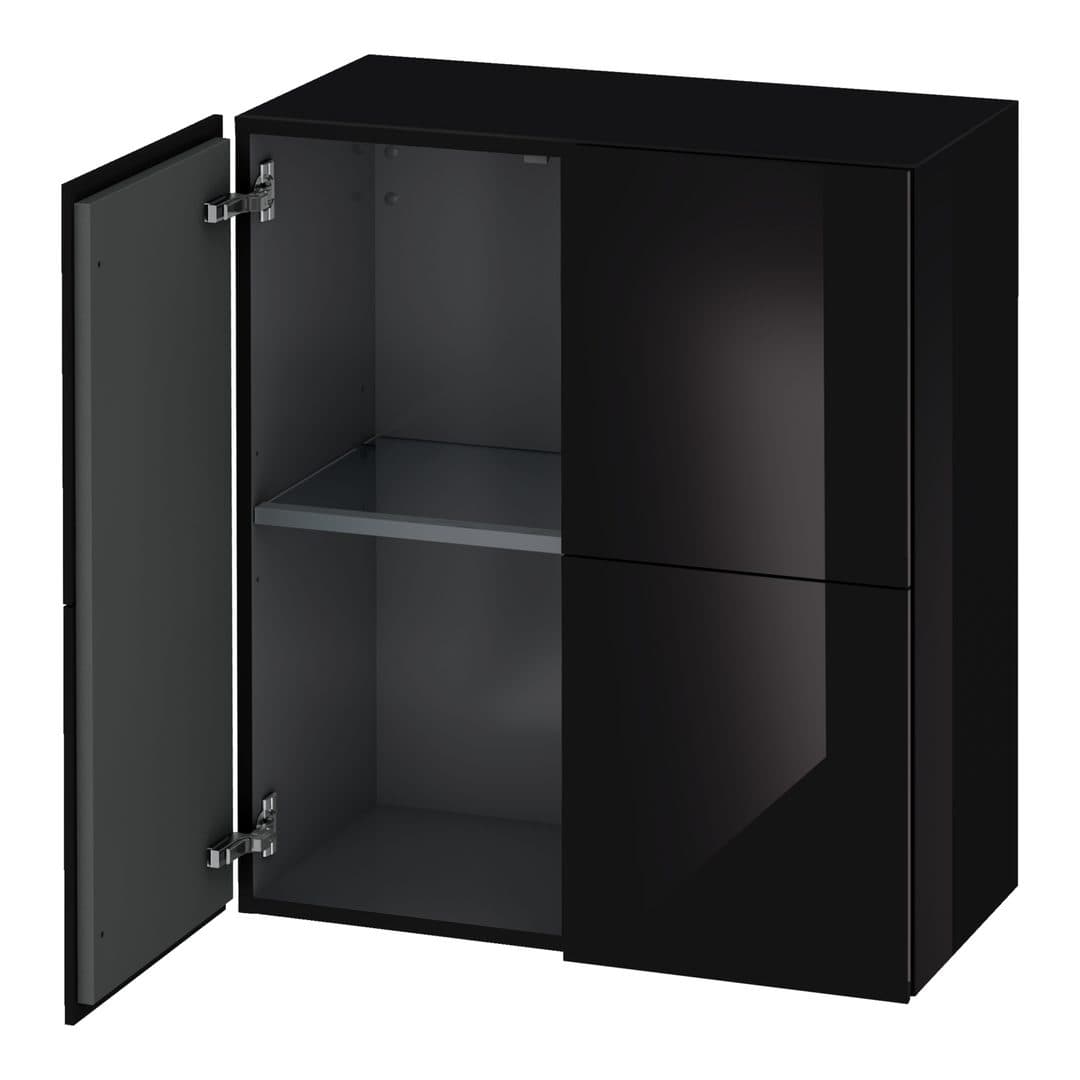 Duravit L-Cube – Κολόνα Μπάνιου – 700 mm, μεσαία, 2 πόρτες, 700 x 363 x 800 mm – Black High Gloss, Lacquer (LC117704040)