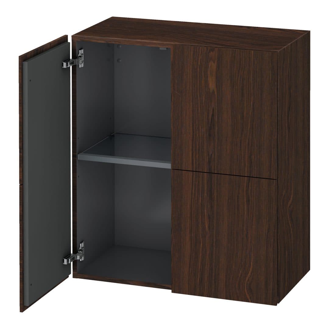 Duravit L-Cube – Κολόνα Μπάνιου – 700 mm, μεσαία, 2 πόρτες, 700 x 363 x 800 mm – Brushed walnut Matt, Real wood veneer (LC117706969)