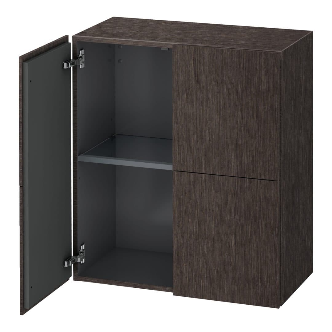 Duravit L-Cube – Κολόνα Μπάνιου – 700 mm, μεσαία, 2 πόρτες, 700 x 363 x 800 mm – Brushed dark oak Matt, Real wood veneer (LC117707272)