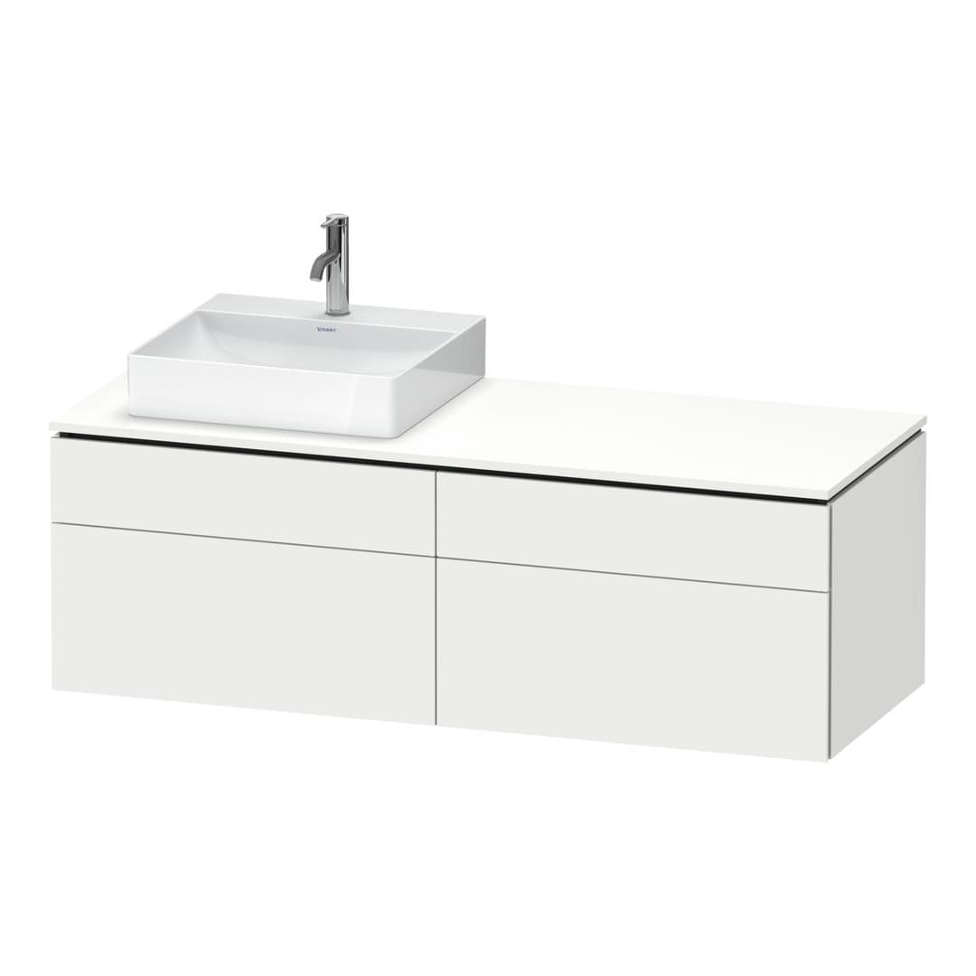 Duravit L-Cube – Έπιπλο Νιπτήρα – 1420 mm, για κονσόλα, 4 συρτάρια, νιπτήρας αριστερά, αριστερή έκδοση – White Matt, Decor (LC4870L18180000)