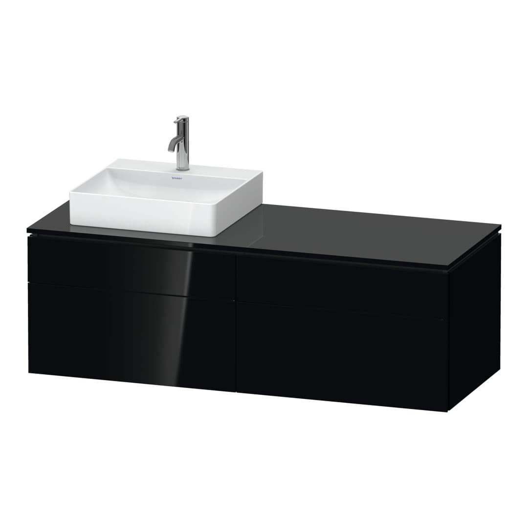 Duravit L-Cube – Έπιπλο Νιπτήρα – 1420 mm, για κονσόλα, 4 συρτάρια, νιπτήρας αριστερά, αριστερή έκδοση – Black High Gloss, Lacquer (LC4870L40400000)