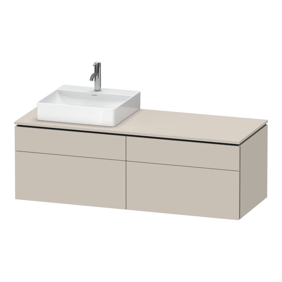 Duravit L-Cube – Έπιπλο Νιπτήρα – 1420 mm, για κονσόλα, 4 συρτάρια, νιπτήρας αριστερά, αριστερή έκδοση – Taupe Super Matt, Decor (LC4870L83830000)