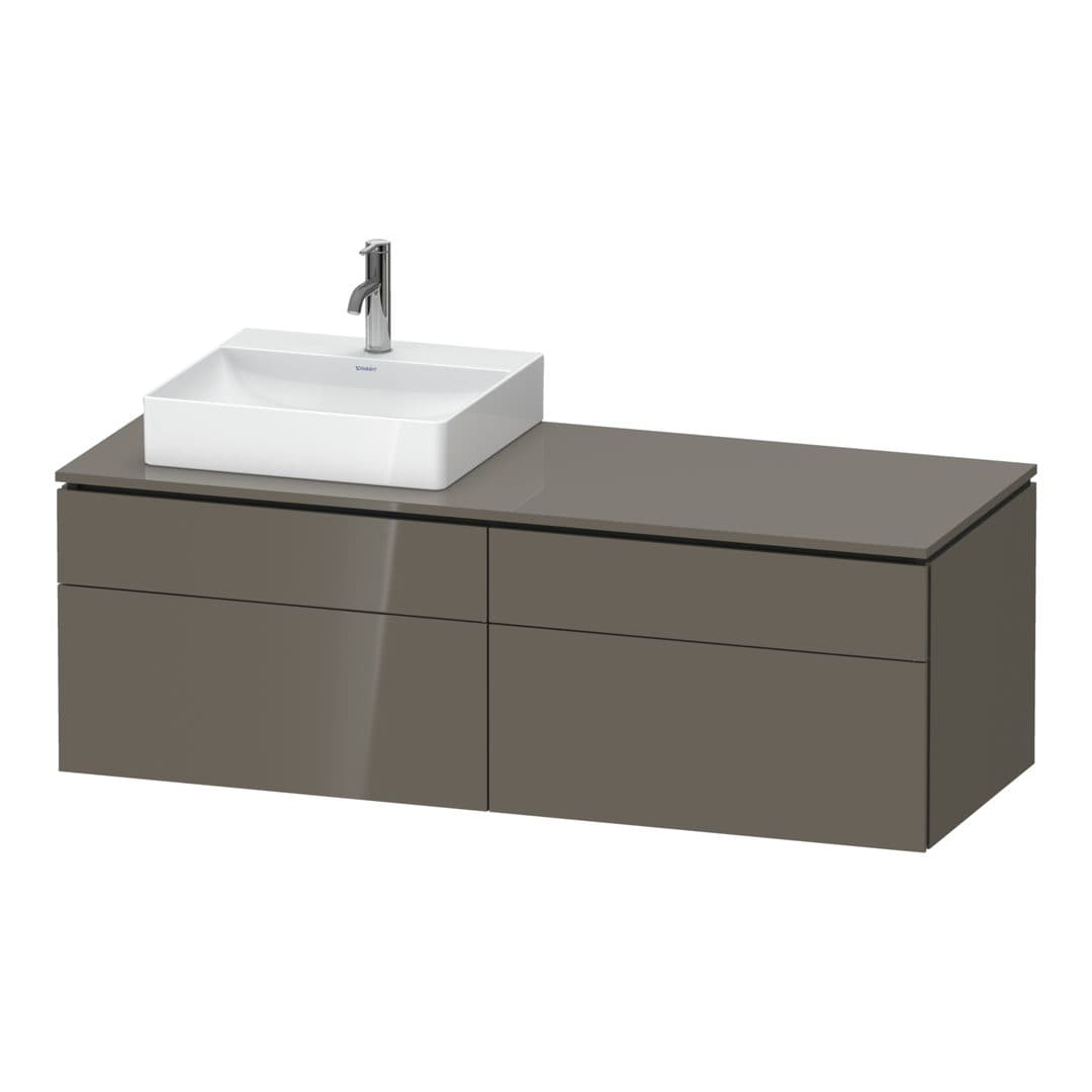 Duravit L-Cube – Έπιπλο Νιπτήρα – 1420 mm, για κονσόλα, 4 συρτάρια, νιπτήρας αριστερά, αριστερή έκδοση – Flannel Grey High Gloss, Lacquer (LC4870L89890000)