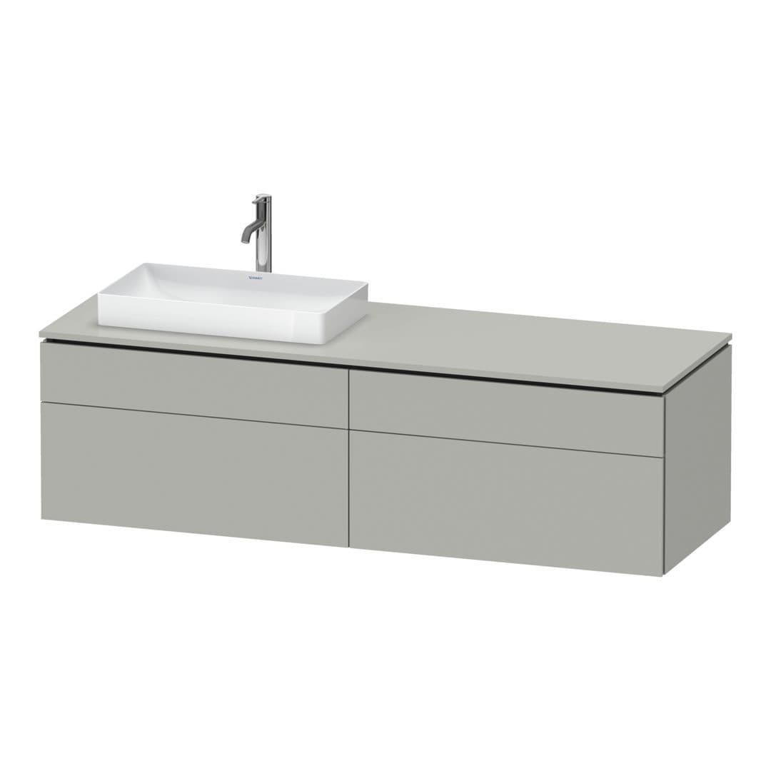 Duravit L-Cube – Έπιπλο Νιπτήρα – 1620 mm, για κονσόλα, 4 συρτάρια, νιπτήρας αριστερά – Concrete grey Matt, Decor (LC4871L07070000)