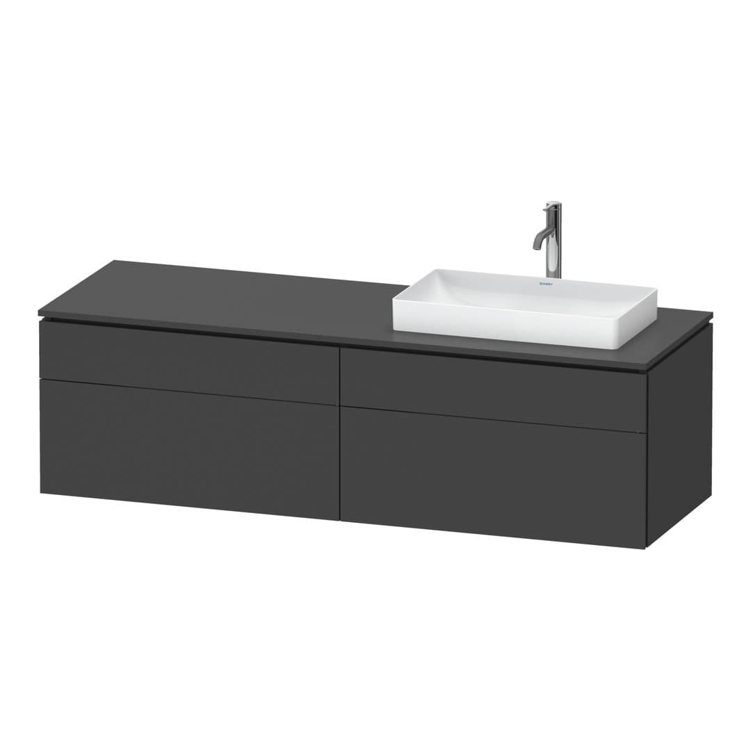 Duravit L-Cube – Έπιπλο Νιπτήρα – 1620 mm, για κονσόλα, 4 συρτάρια, νιπτήρας δεξιά – Graphite Matt, Decor (LC4871R49490000)
