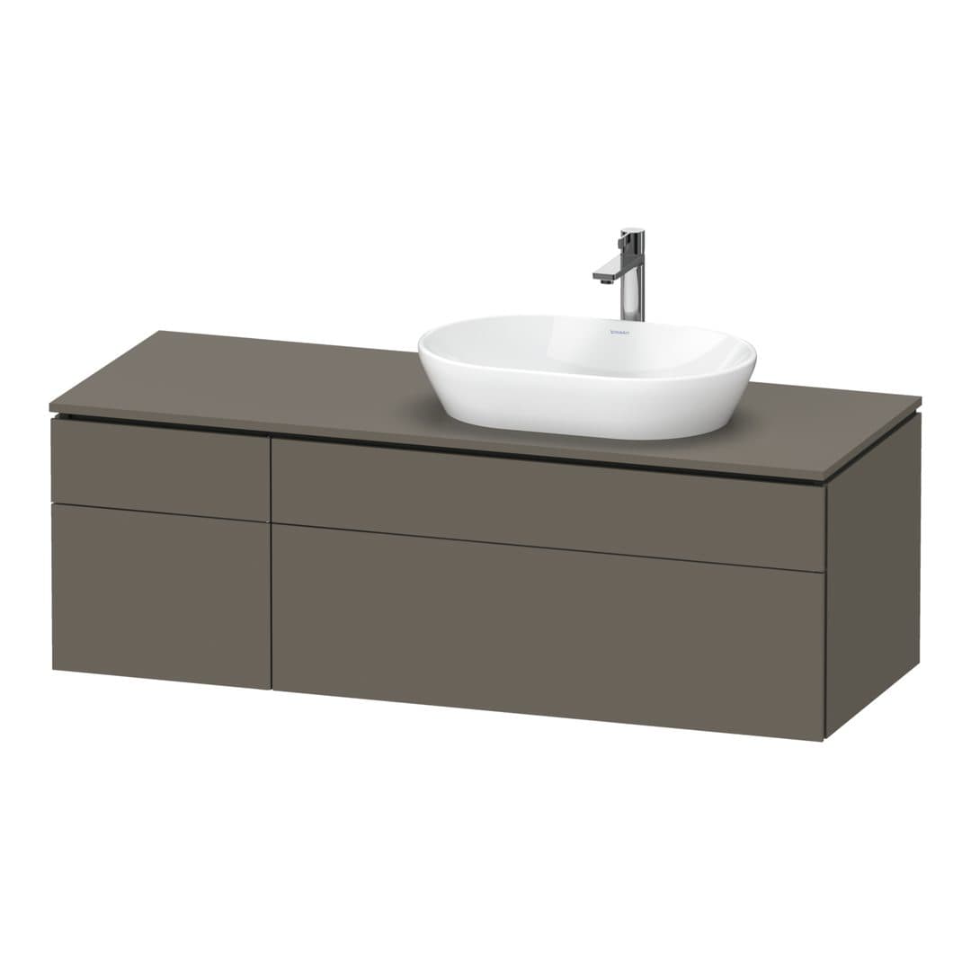 Duravit L-Cube – Έπιπλο Νιπτήρα – 1420 mm, για κονσόλα, 4 συρτάρια, νιπτήρας δεξιά – Flannel Grey Satin Matt, Lacquer (LC4875090900000)