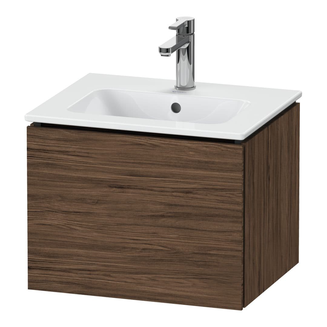 Duravit L-Cube – Έπιπλο Νιπτήρα – 520 mm, 1 συρτάρι, νιπτήρας κέντρο, Compact – Walnut dark Matt, Decor (LC611802121)