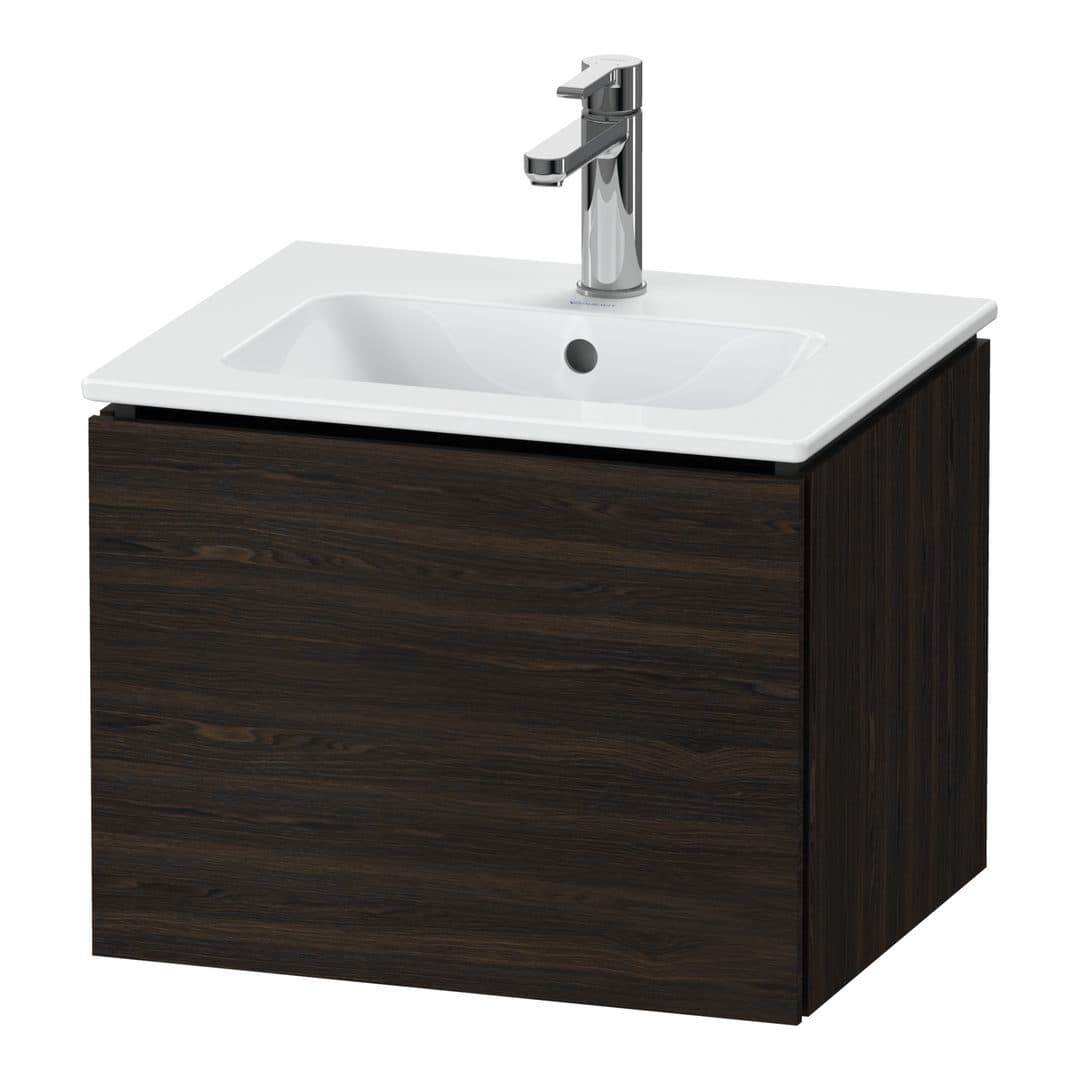 Duravit L-Cube – Έπιπλο Νιπτήρα – 520 mm, 1 συρτάρι, νιπτήρας κέντρο, Compact – Brushed walnut Matt, Real wood veneer (LC611806969)