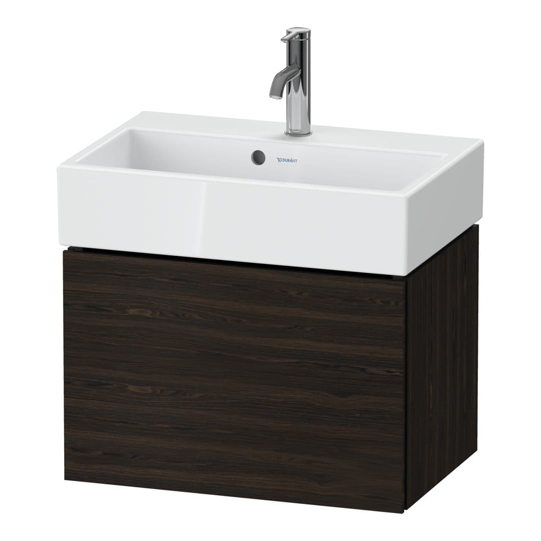 Duravit L-Cube – Έπιπλο Νιπτήρα – 584 mm, 1 συρτάρι, νιπτήρας κέντρο, Compact – Brushed walnut Matt, Real wood veneer (LC611906969)