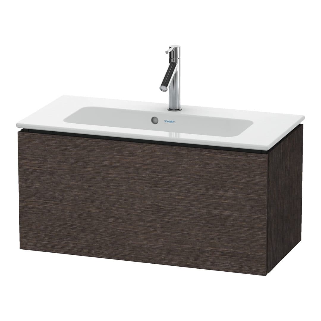 Duravit L-Cube – Έπιπλο Νιπτήρα – 820 mm, 1 συρτάρι, νιπτήρας κέντρο, Compact – Brushed dark oak Matt, Real wood veneer (LC615707272)