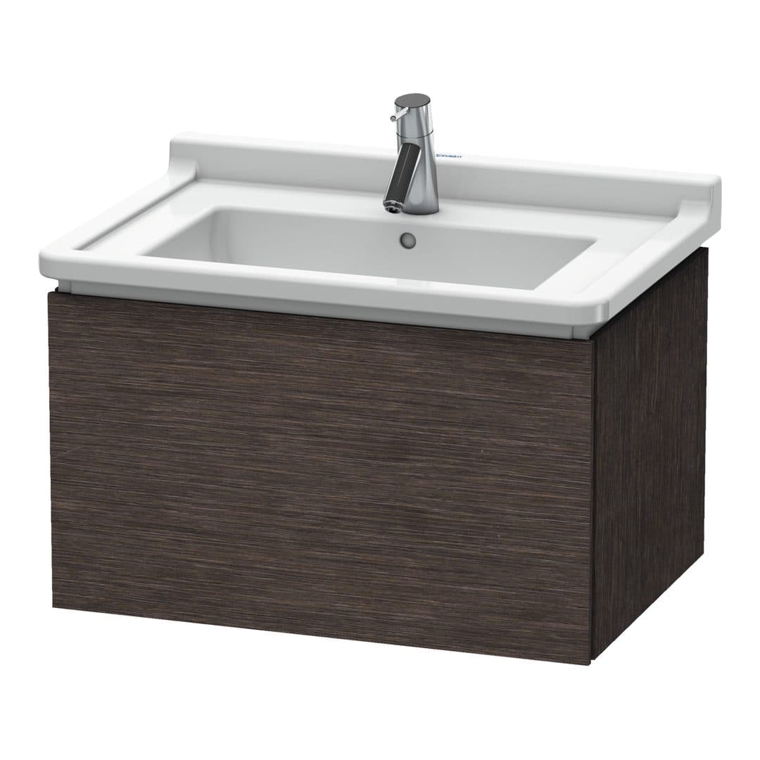 Duravit L-Cube – Έπιπλο Νιπτήρα – 670 mm, 1 συρτάρι, νιπτήρας κέντρο – Brushed dark oak Matt, Real wood veneer (LC616407272)