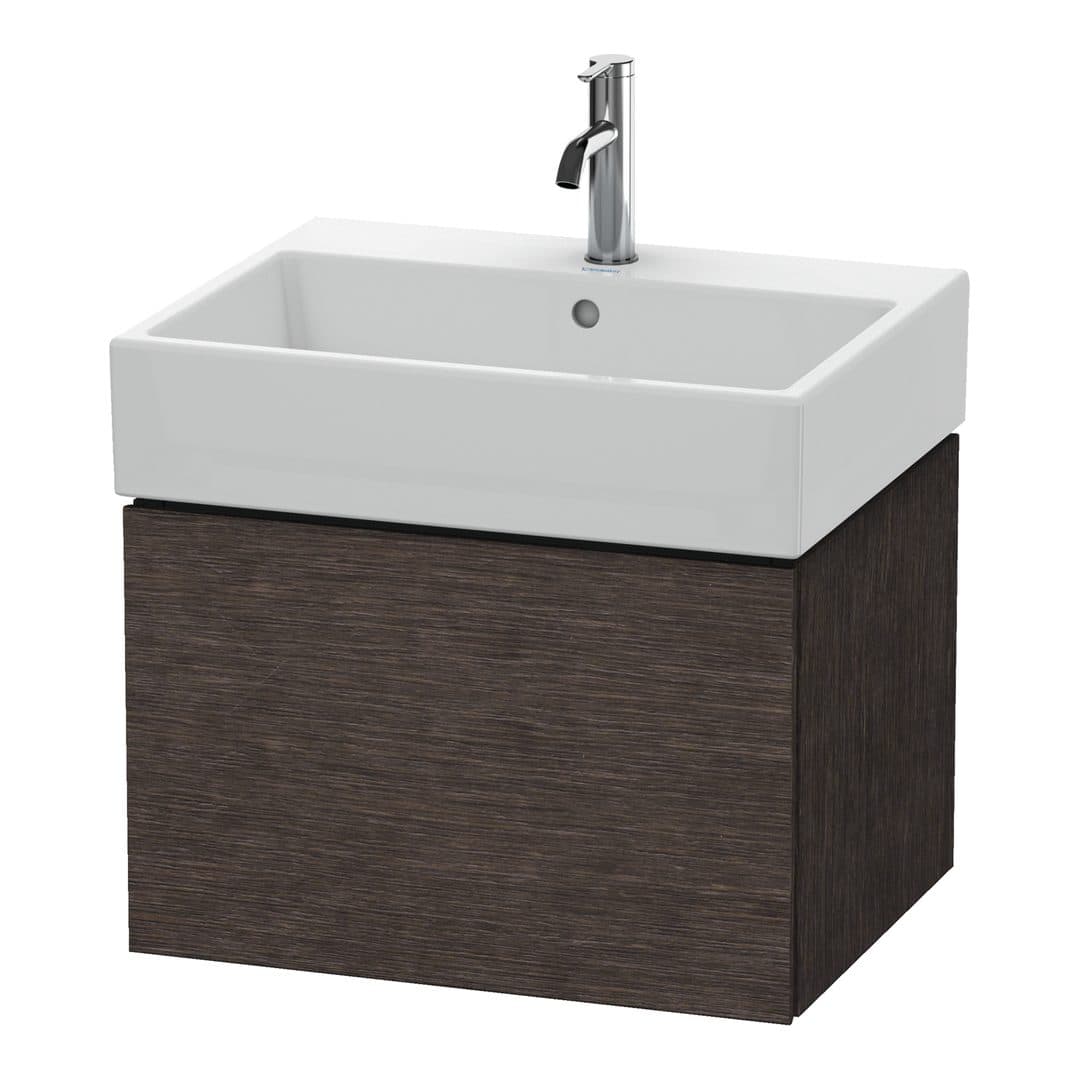 Duravit L-Cube – Έπιπλο Νιπτήρα – 584 mm, 1 συρτάρι, νιπτήρας κέντρο – Brushed dark oak Matt, Real wood veneer (LC617507272)