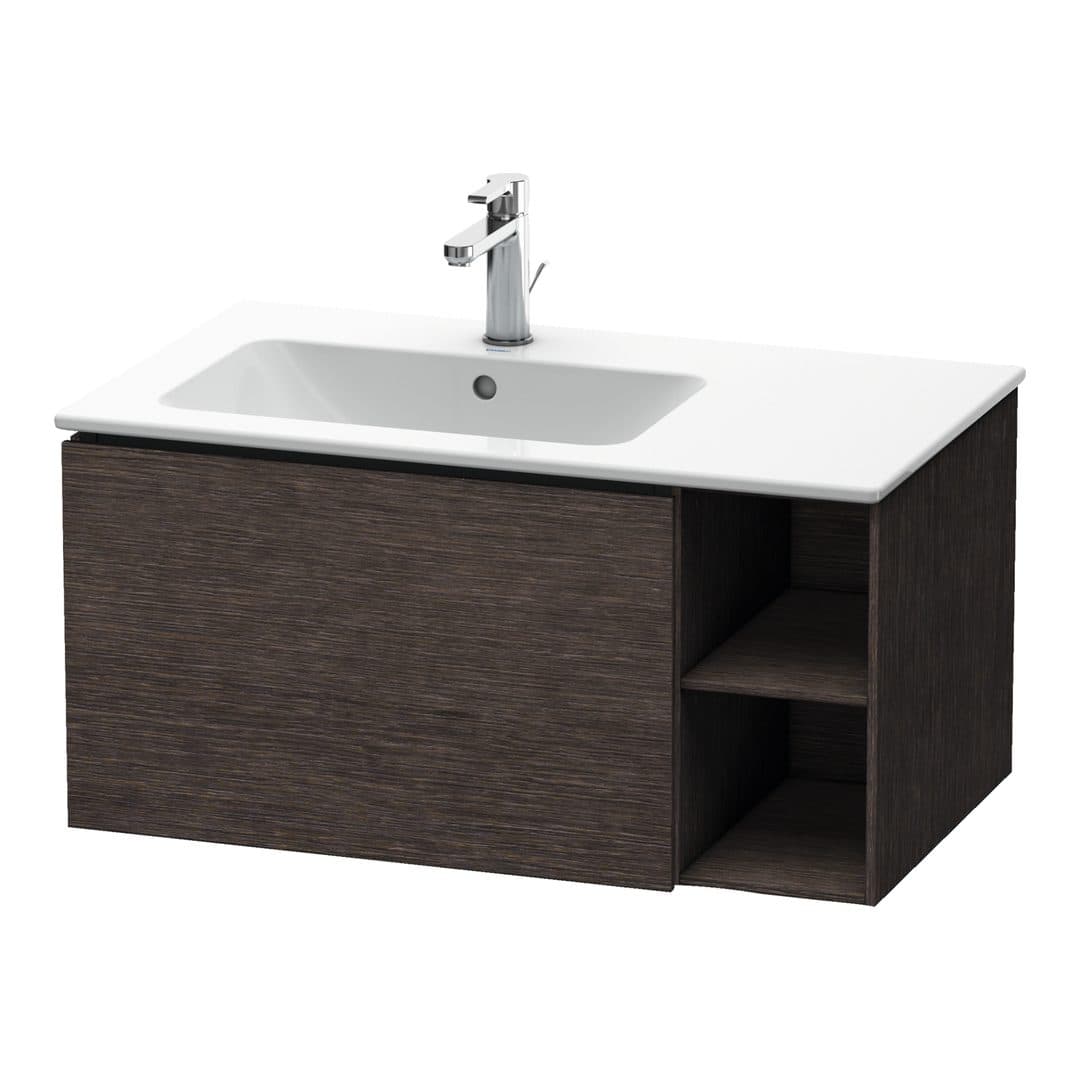 Duravit L-Cube – Έπιπλο Νιπτήρα – 820 mm, 1 συρτάρι, νιπτήρας αριστερά – Brushed dark oak Matt, Real wood veneer (LC619107272)