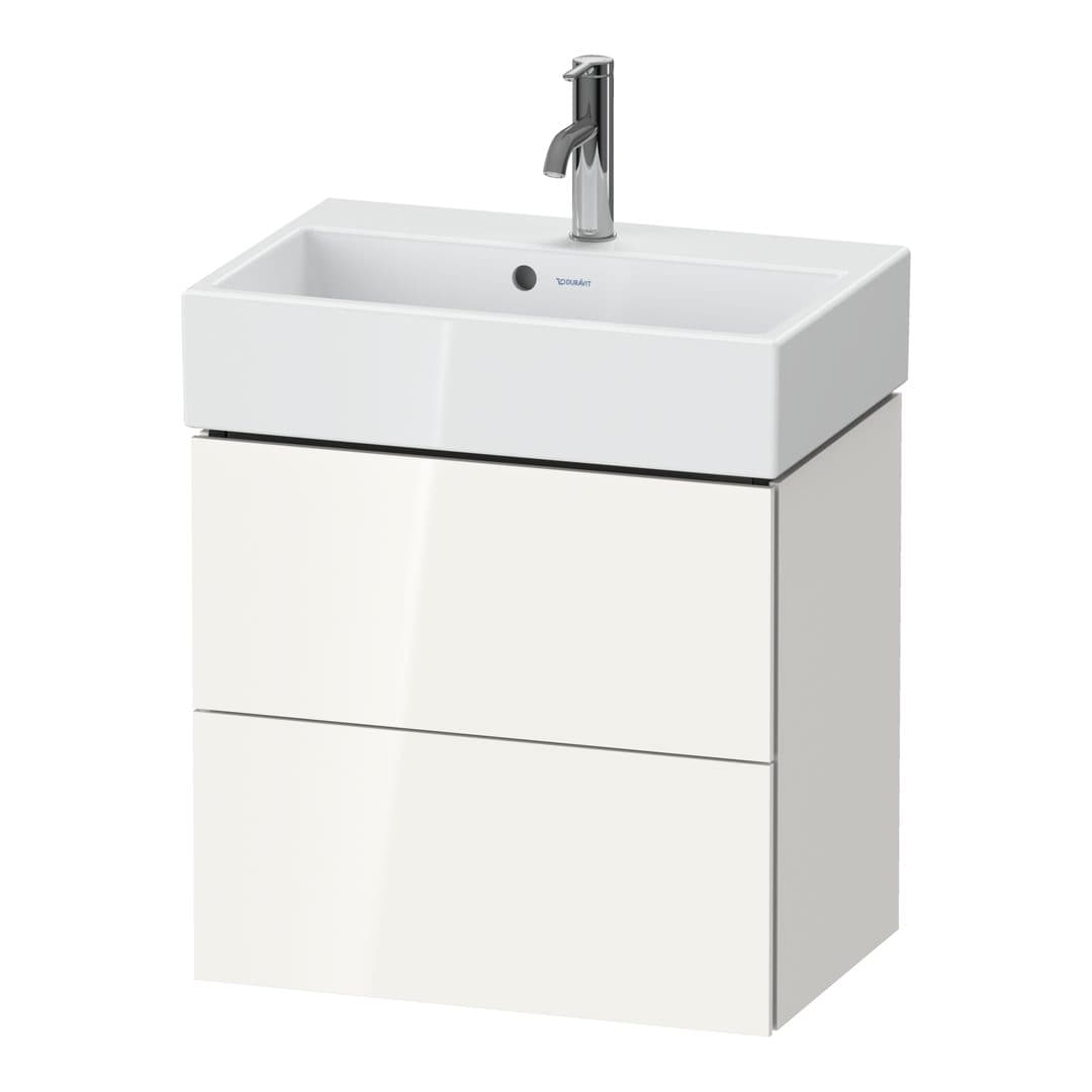 Duravit L-Cube – Έπιπλο Νιπτήρα – 584 mm, 2 συρτάρια, νιπτήρας κέντρο, Compact – White High Gloss, Decor (LC621902222)