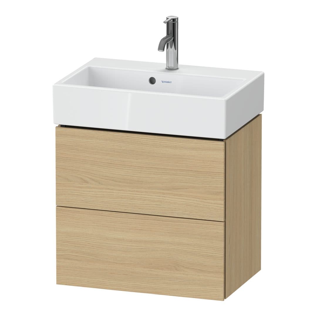 Duravit L-Cube – Έπιπλο Νιπτήρα – 584 mm, 2 συρτάρια, νιπτήρας κέντρο, Compact – Natural oak, Decor (LC621903030)