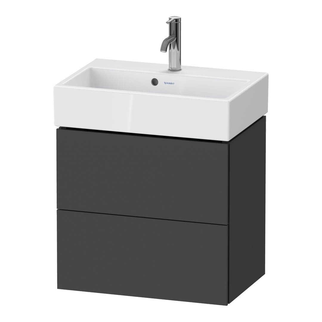 Duravit L-Cube – Έπιπλο Νιπτήρα – 584 mm, 2 συρτάρια, νιπτήρας κέντρο, Compact – Graphite Matt, Decor (LC621904949)