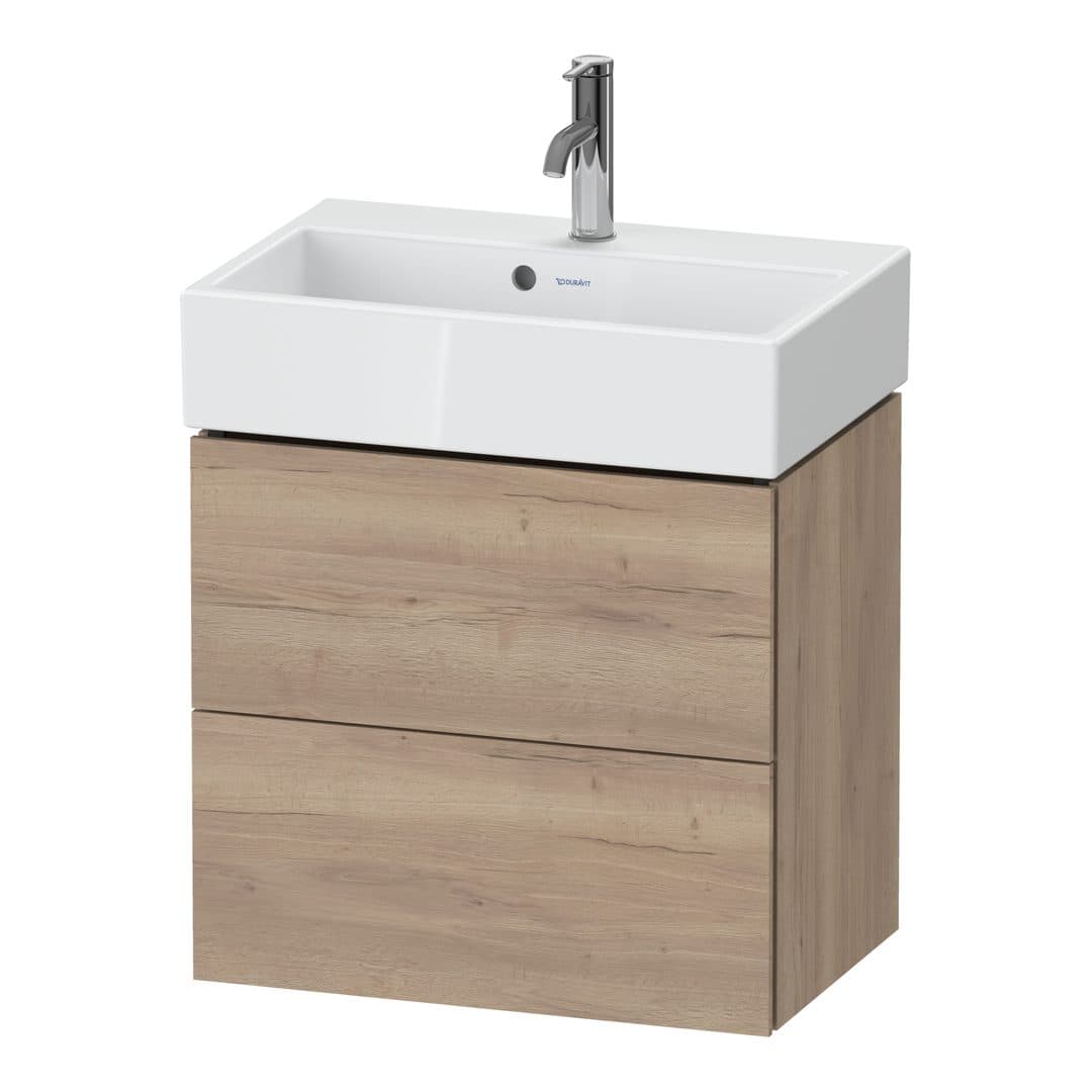Duravit L-Cube – Έπιπλο Νιπτήρα – 584 mm, 2 συρτάρια, νιπτήρας κέντρο, Compact – Marbled Oak Matt, Decor (LC621905555)