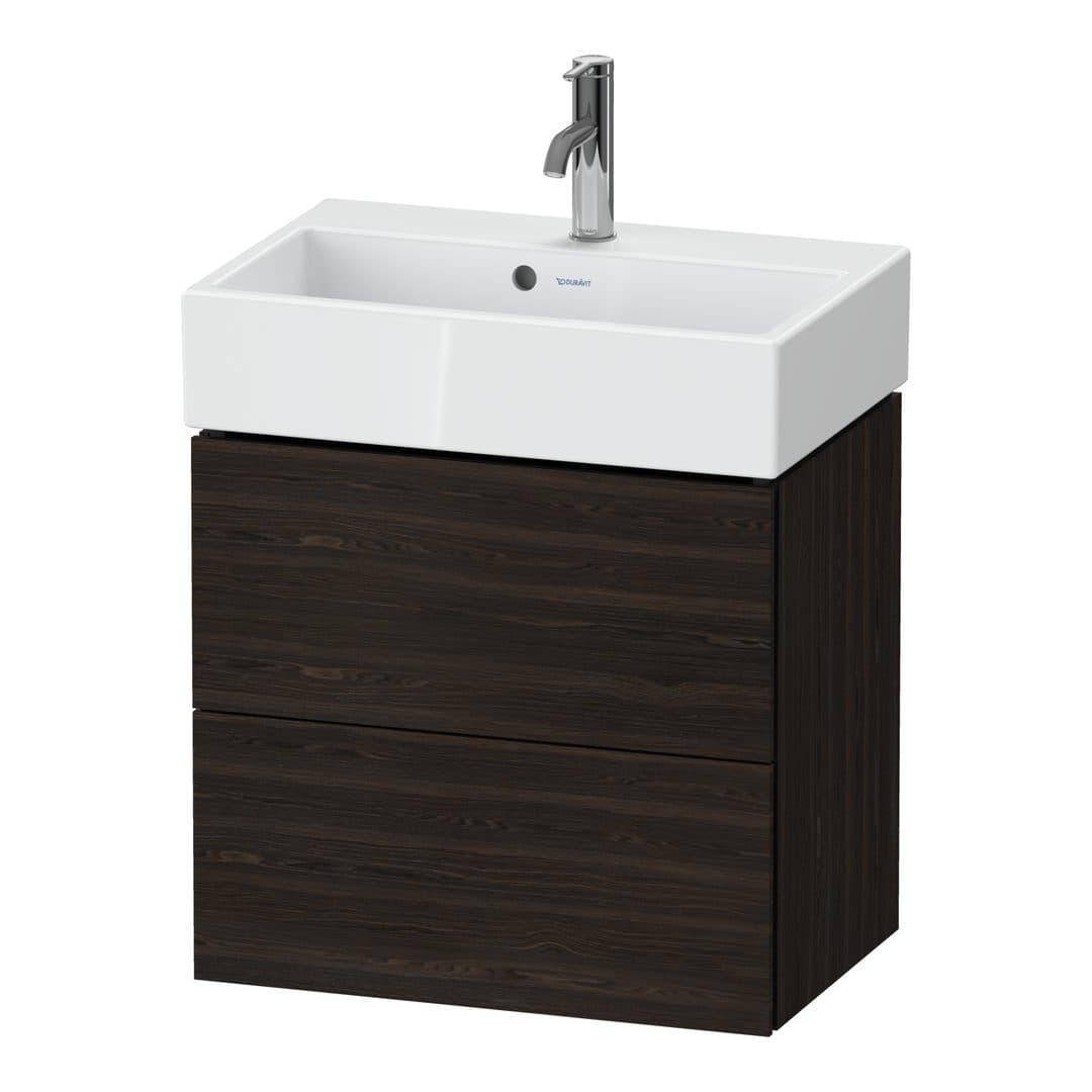 Duravit L-Cube – Έπιπλο Νιπτήρα – 584 mm, 2 συρτάρια, νιπτήρας κέντρο, Compact – Brushed walnut Matt, Real wood veneer (LC621906969)
