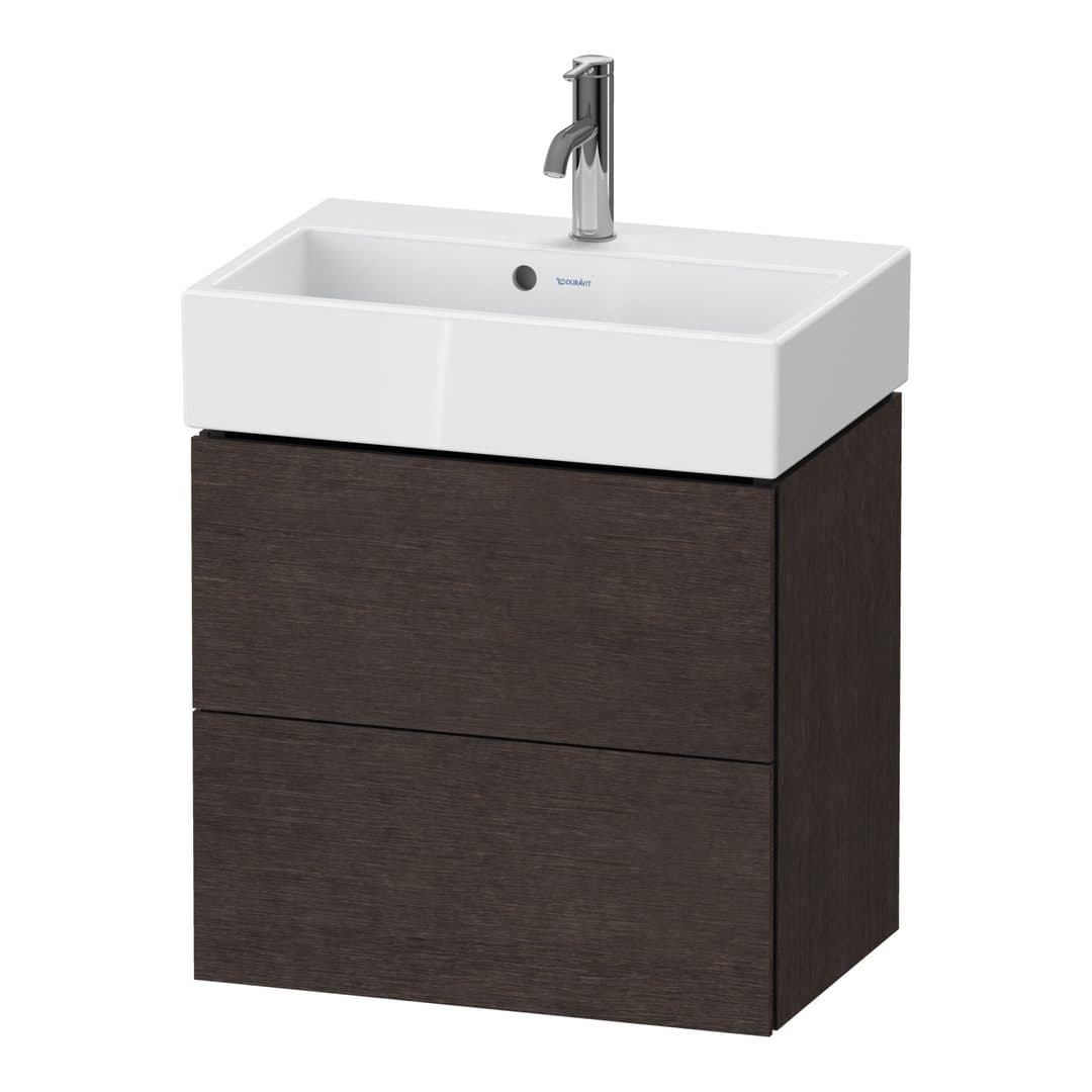 Duravit L-Cube – Έπιπλο Νιπτήρα – 584 mm, 2 συρτάρια, νιπτήρας κέντρο, Compact – Brushed dark oak Matt, Real wood veneer (LC621907272)