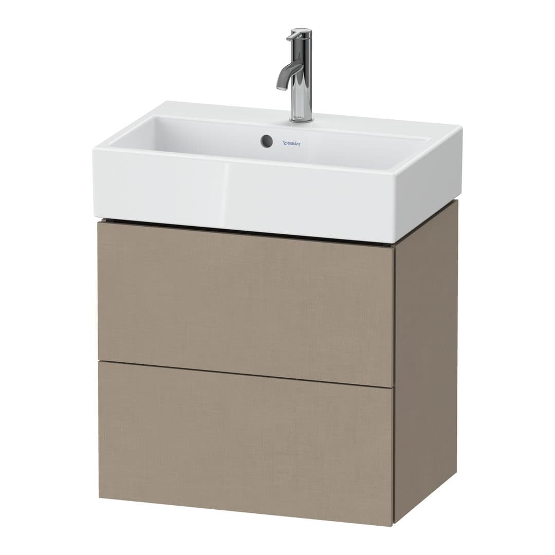 Duravit L-Cube – Έπιπλο Νιπτήρα – 584 mm, 2 συρτάρια, νιπτήρας κέντρο, Compact – Linen Matt, Decor (LC621907575)