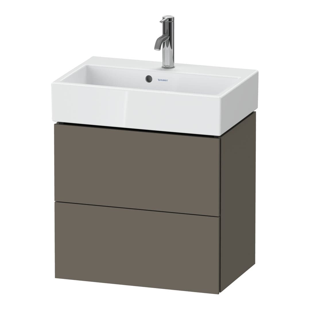 Duravit L-Cube – Έπιπλο Νιπτήρα – 584 mm, 2 συρτάρια, νιπτήρας κέντρο, Compact – Flannel Grey Satin Matt, Lacquer (LC621909090)