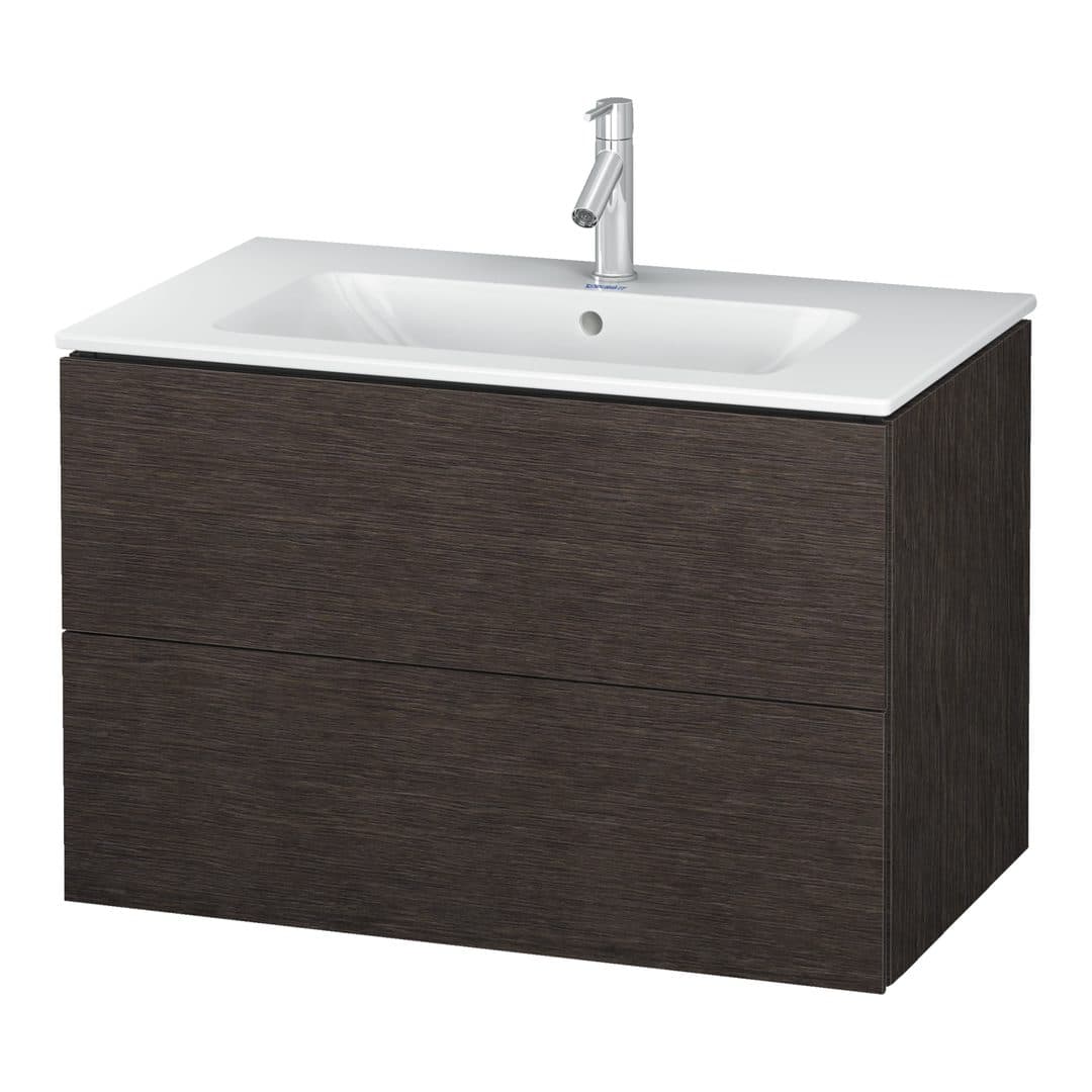 Duravit L-Cube – Έπιπλο Νιπτήρα – 820 mm, 2 συρτάρια, νιπτήρας κέντρο, 820 x 481 x 550 mm – Brushed dark oak Matt, Real wood veneer (LC624107272)