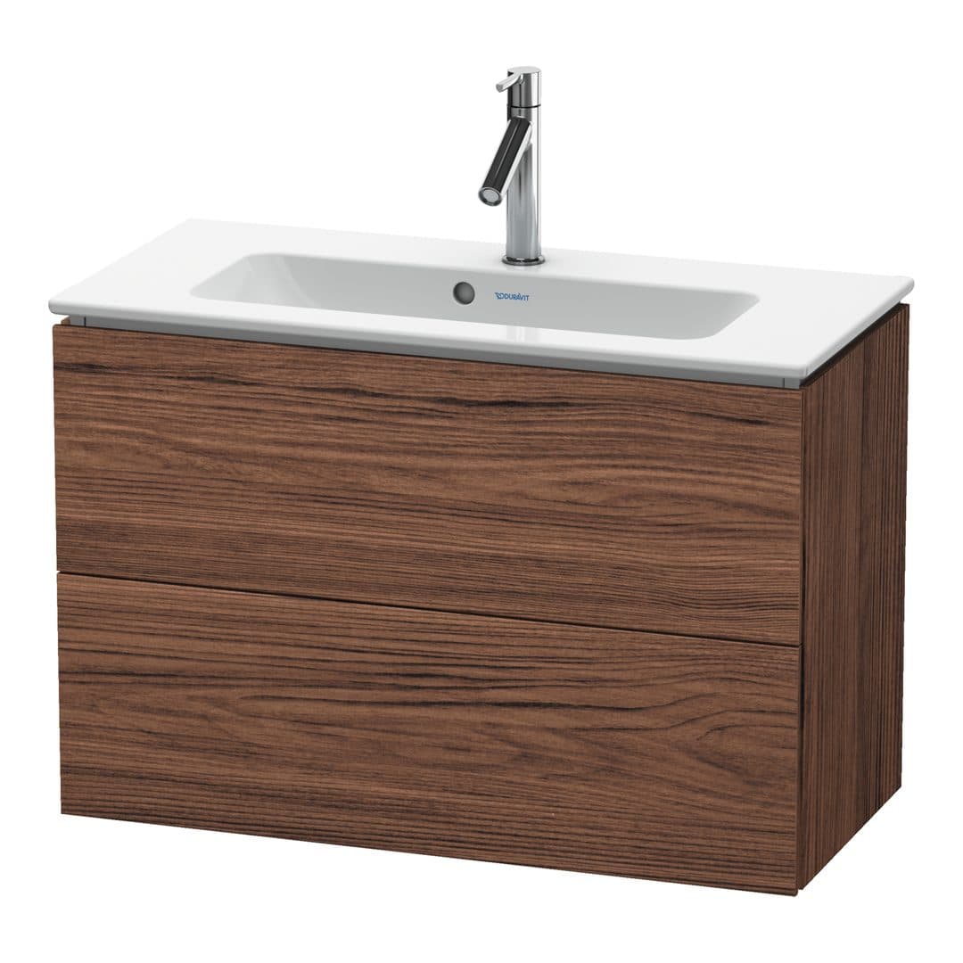 Duravit L-Cube – Έπιπλο Νιπτήρα – 820 mm, 2 συρτάρια, νιπτήρας κέντρο, Compact, 820 x 391 x 550 mm – Walnut dark Matt, Decor (LC625702121)