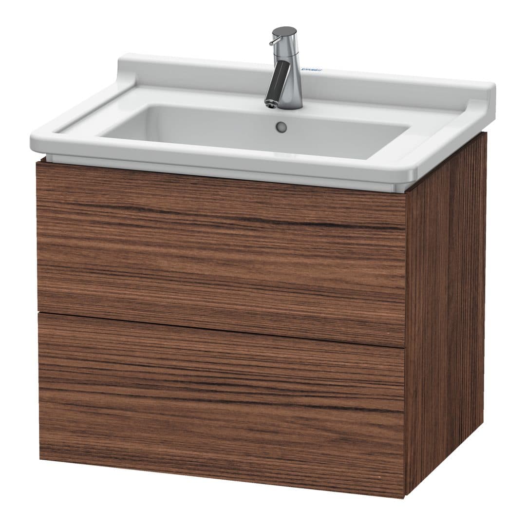 Duravit L-Cube – Έπιπλο Νιπτήρα – 670 mm, 2 συρτάρια, νιπτήρας κέντρο – Walnut dark Matt, Decor (LC626402121)