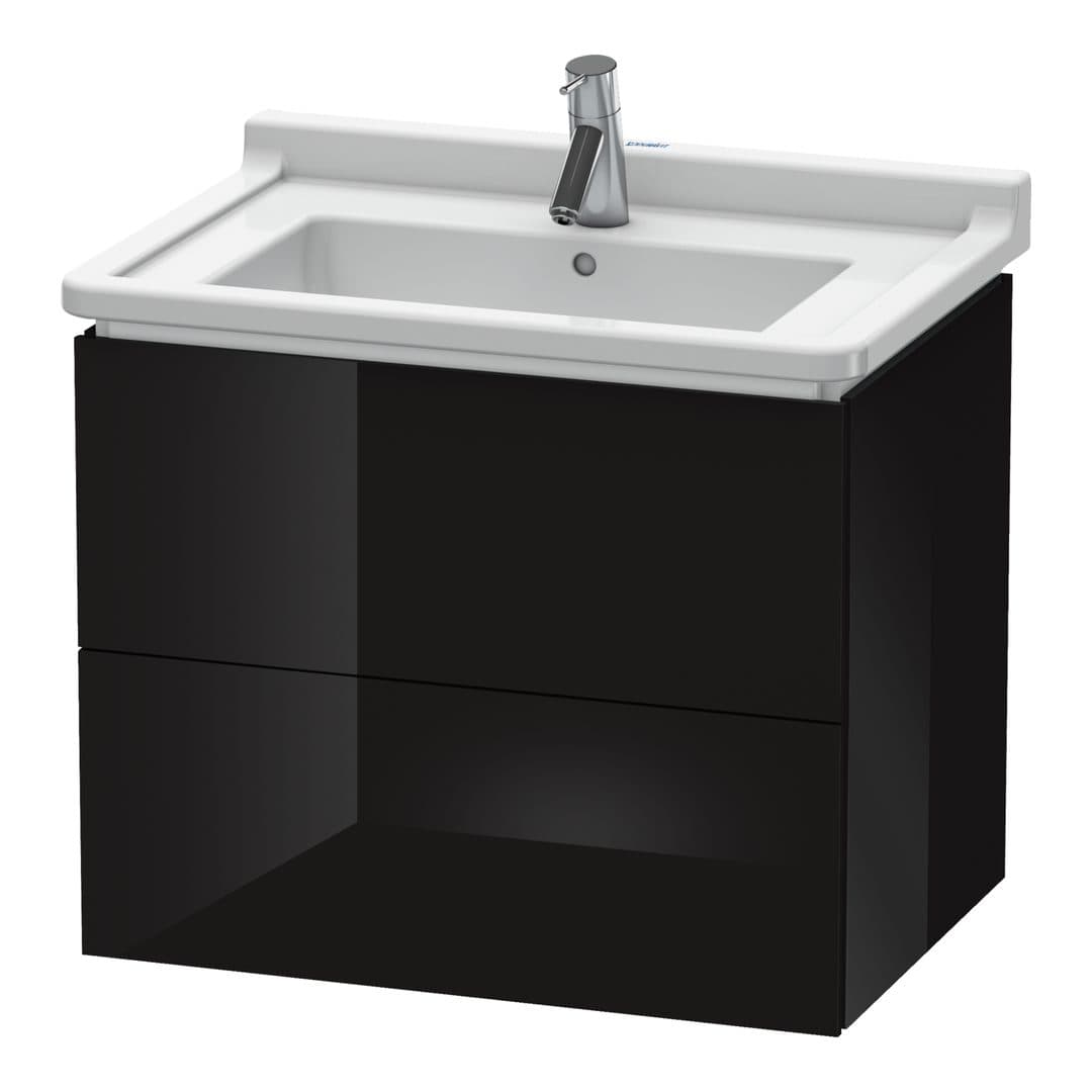 Duravit L-Cube – Έπιπλο Νιπτήρα – 670 mm, 2 συρτάρια, νιπτήρας κέντρο – Black High Gloss, Lacquer (LC626404040)