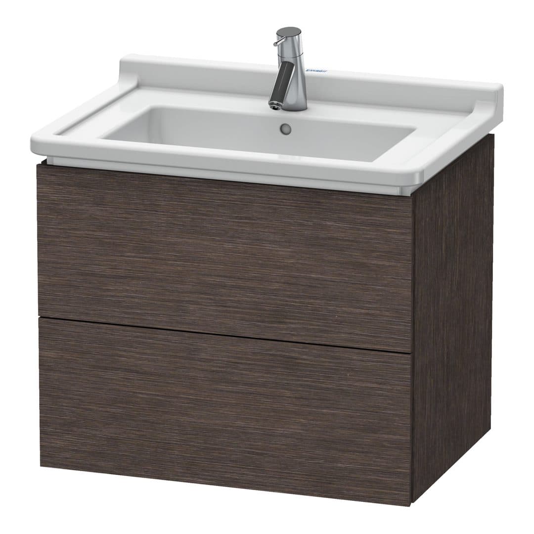 Duravit L-Cube – Έπιπλο Νιπτήρα – 670 mm, 2 συρτάρια, νιπτήρας κέντρο – Brushed dark oak Matt, Real wood veneer (LC626407272)