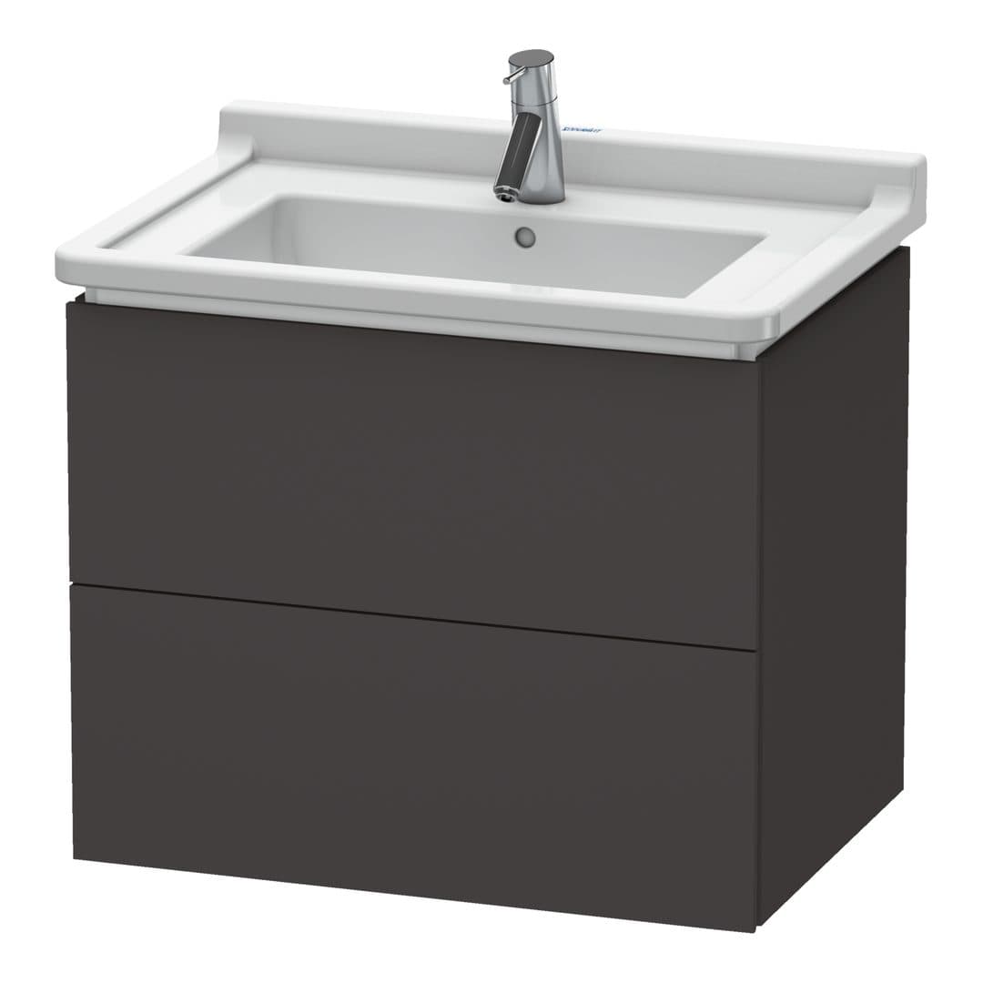 Duravit L-Cube – Έπιπλο Νιπτήρα – 670 mm, 2 συρτάρια, νιπτήρας κέντρο – Graphite Super Matt, Decor (LC626408080)