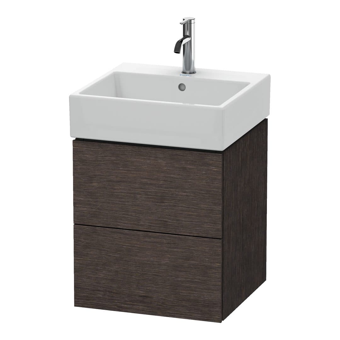 Duravit L-Cube – Έπιπλο Νιπτήρα – 484 mm, 2 συρτάρια, νιπτήρας κέντρο – Brushed dark oak Matt, Real wood veneer (LC627407272)