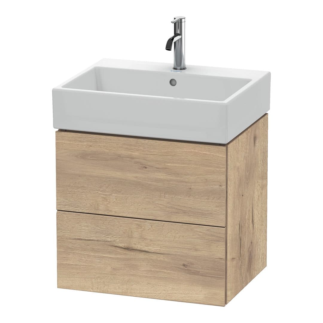 Duravit L-Cube – Έπιπλο Νιπτήρα – 584 mm, 2 συρτάρια, νιπτήρας κέντρο – Marbled Oak Matt, Decor (LC627505555)