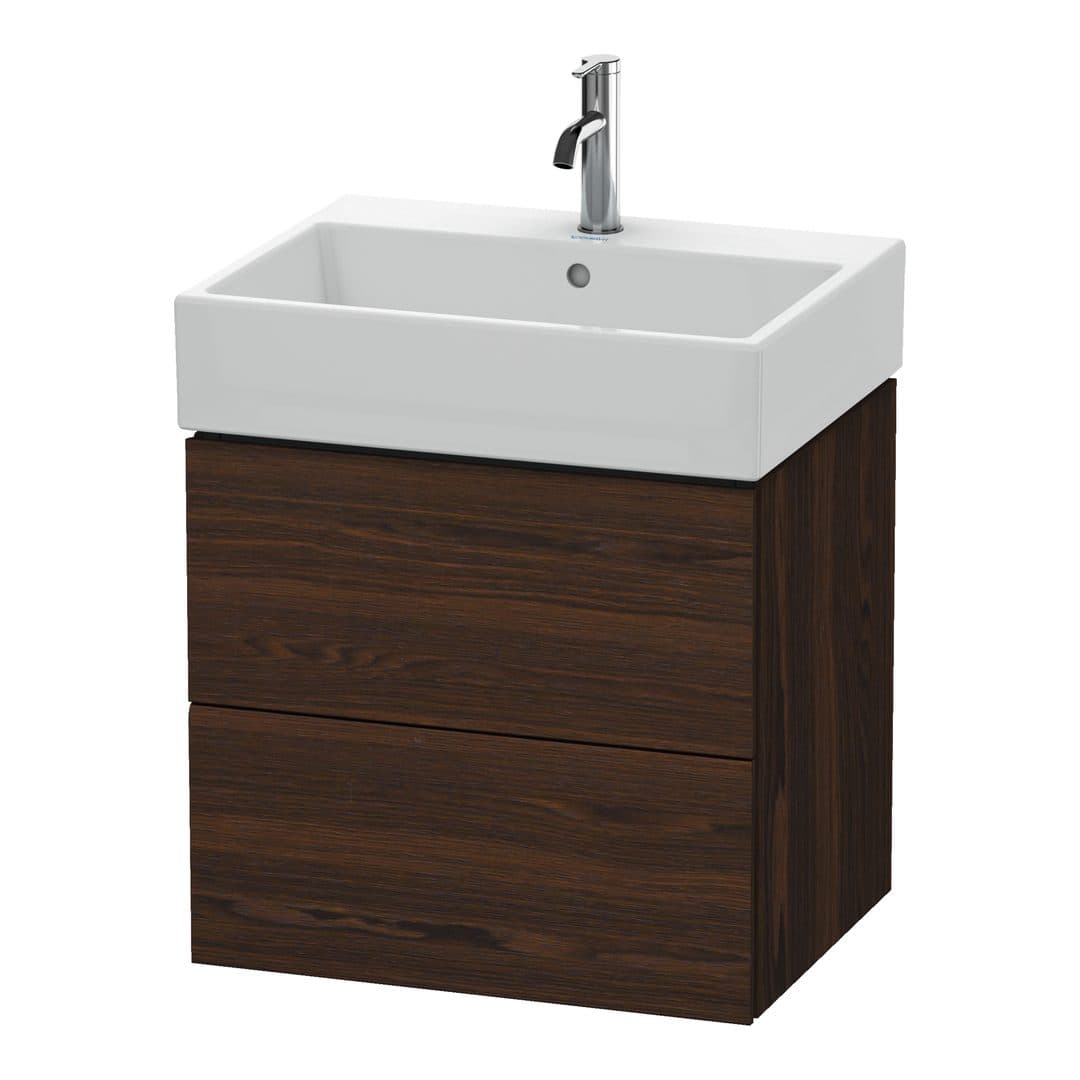 Duravit L-Cube – Έπιπλο Νιπτήρα – 584 mm, 2 συρτάρια, νιπτήρας κέντρο – Brushed walnut Matt, Real wood veneer (LC627506969)