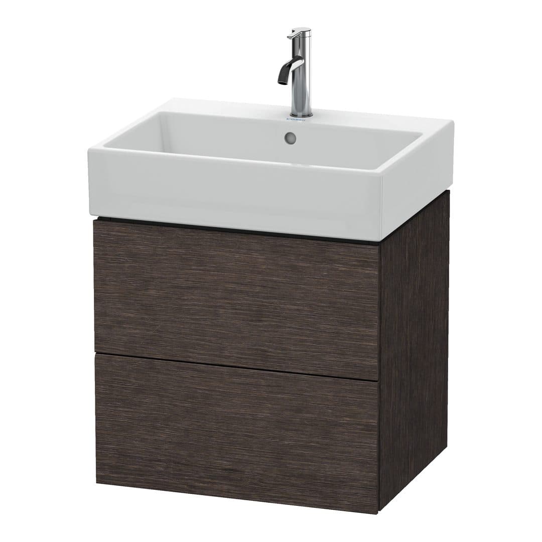 Duravit L-Cube – Έπιπλο Νιπτήρα – 584 mm, 2 συρτάρια, νιπτήρας κέντρο – Brushed dark oak Matt, Real wood veneer (LC627507272)