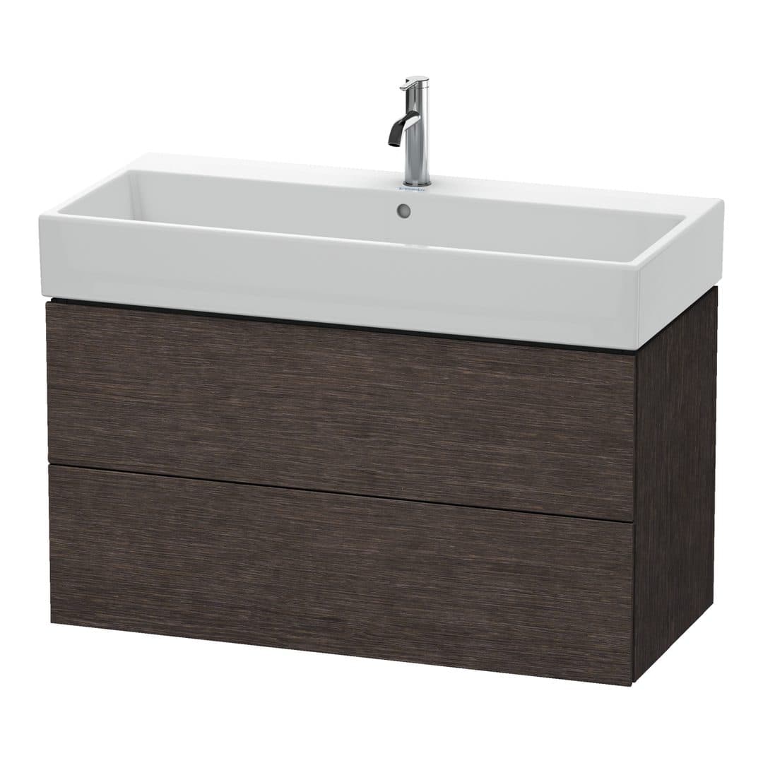 Duravit L-Cube – Έπιπλο Νιπτήρα – 984 mm, 2 συρτάρια, νιπτήρας κέντρο – Brushed dark oak Matt, Real wood veneer (LC627807272)