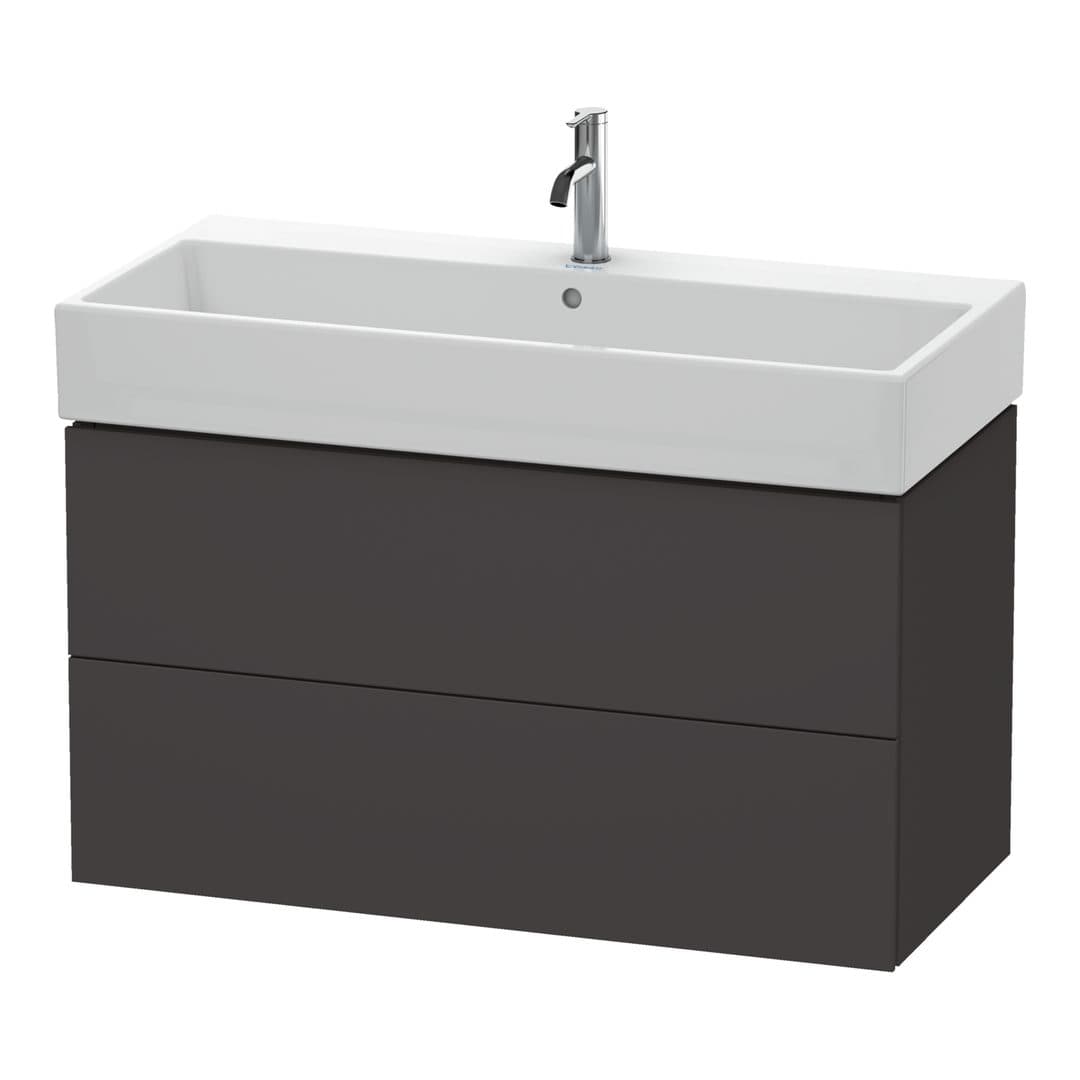 Duravit L-Cube – Έπιπλο Νιπτήρα – 984 mm, 2 συρτάρια, νιπτήρας κέντρο – Graphite Super Matt, Decor (LC627808080)