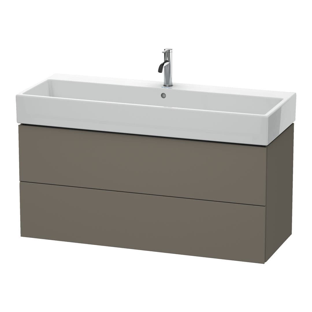 Duravit L-Cube – Έπιπλο Νιπτήρα – 1184 mm, 2 συρτάρια, νιπτήρας κέντρο – Flannel Grey Satin Matt, Lacquer (LC627909090)