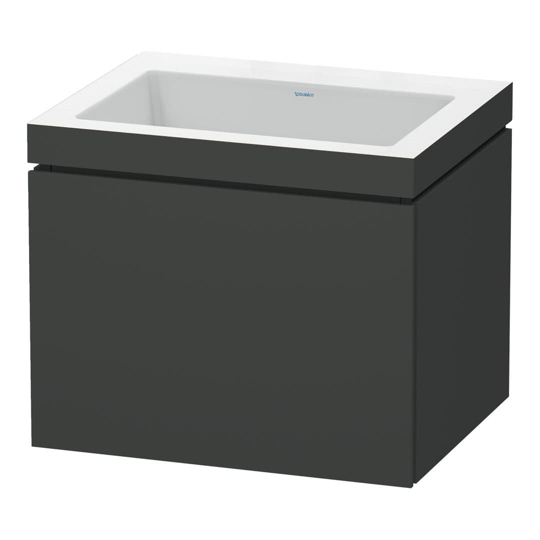 Duravit L-Cube – Έπιπλο Νιπτήρα – 600 mm, με νιπτήρα, 1 συρτάρι, νιπτήρας κέντρο, έκδοση N – Graphite Matt, Decor (LC6916N4949)