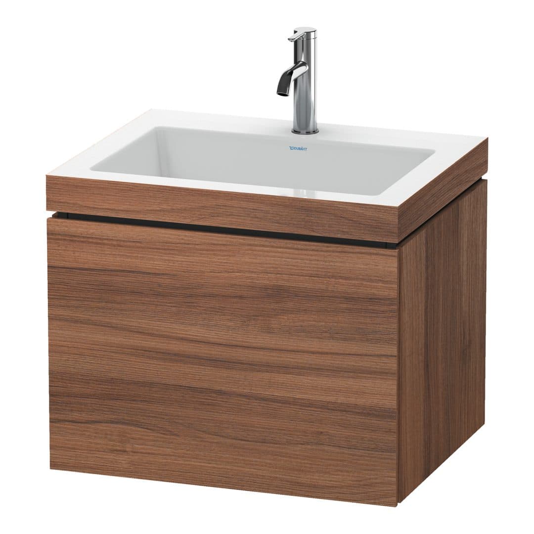 Duravit L-Cube – Έπιπλο Νιπτήρα – 600 mm, με νιπτήρα, 1 συρτάρι, νιπτήρας κέντρο, έκδοση O – Walnut Matt, Decor (LC6916O7979)