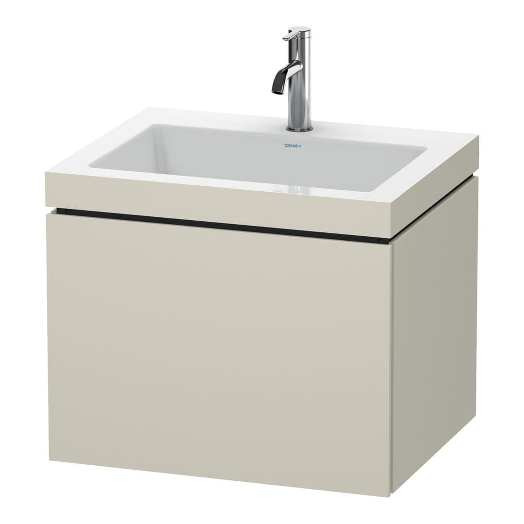 Duravit L-Cube – Έπιπλο Νιπτήρα – 600 mm, με νιπτήρα, 1 συρτάρι, νιπτήρας κέντρο, έκδοση O – Taupe Super Matt, Decor (LC6916O8383)