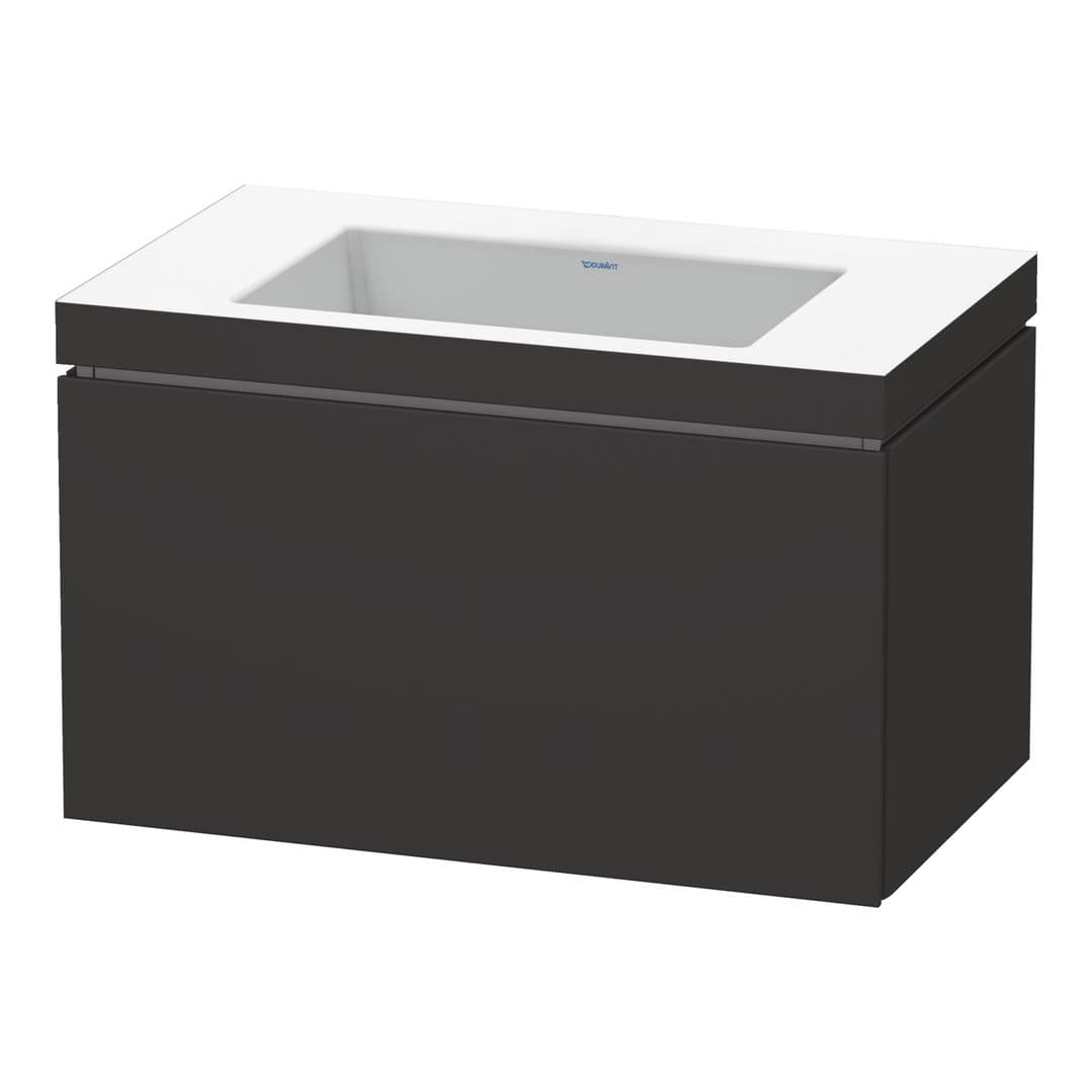 Duravit L-Cube – Έπιπλο Νιπτήρα – 800 mm, με νιπτήρα, 1 συρτάρι, νιπτήρας κέντρο, έκδοση N – Graphite Super Matt, Decor (LC6917N8080)