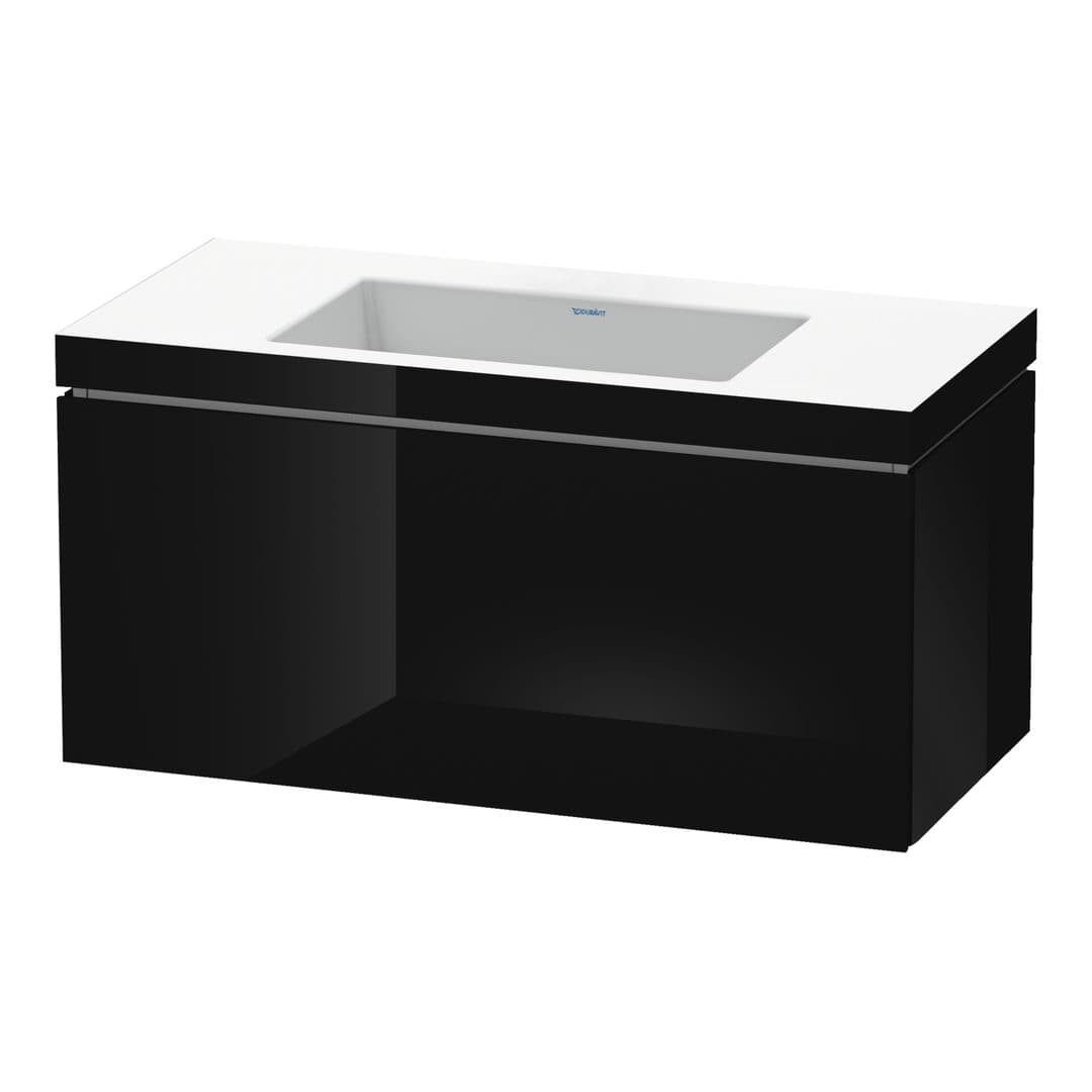 Duravit L-Cube – Έπιπλο Νιπτήρα – 1000 mm, με νιπτήρα, 1 συρτάρι, νιπτήρας κέντρο, έκδοση N – Black High Gloss, Lacquer (LC6918N4040)